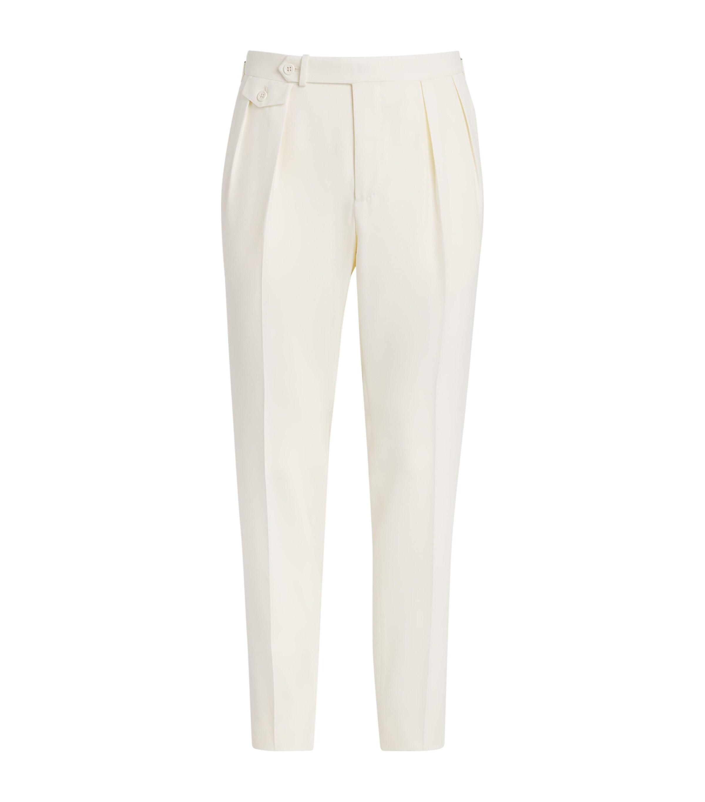 Polo Ralph Lauren Mens Wool Barathea Pleated Trousers Natural Image 1