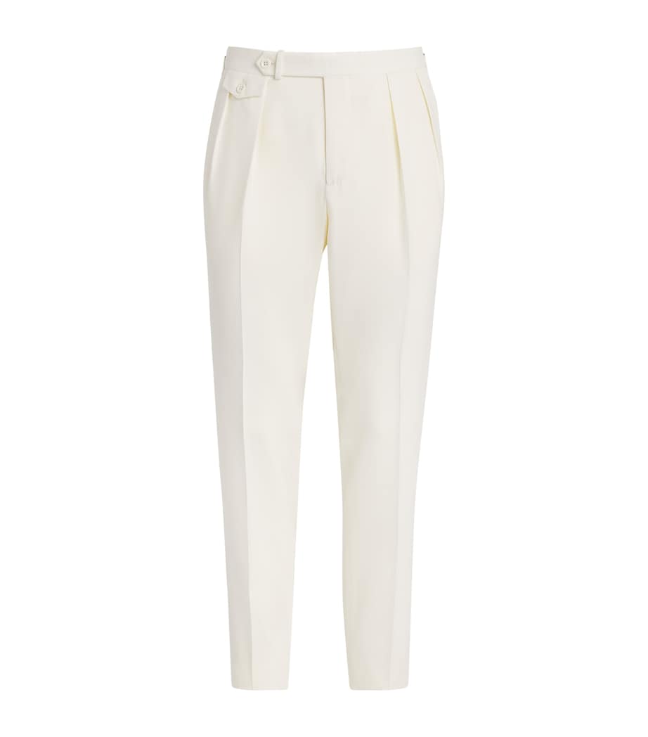 Polo Ralph Lauren Mens Wool Barathea Pleated Trousers Natural Image 1