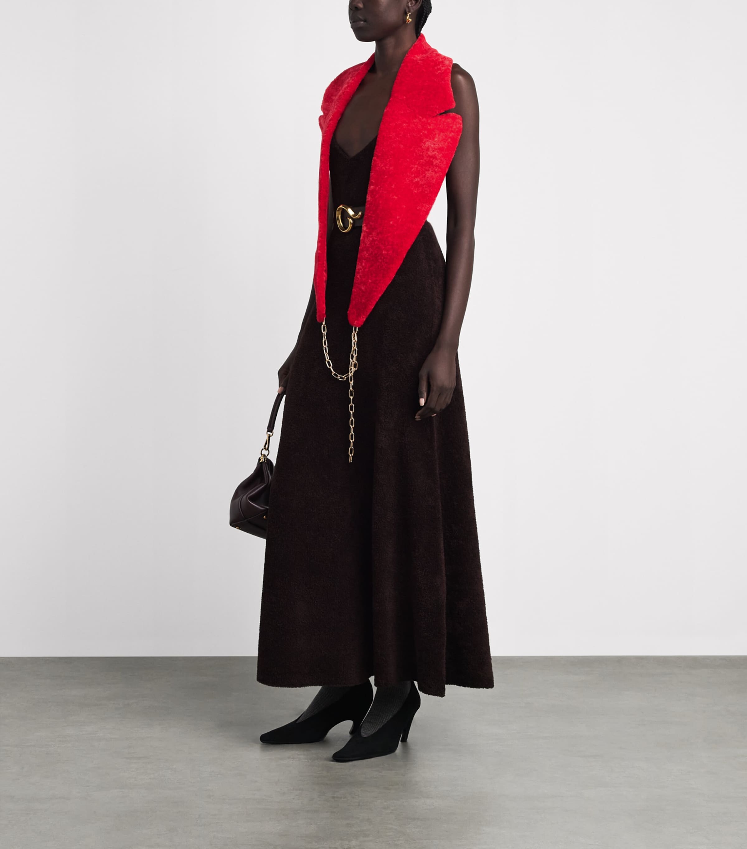 Gabriela Hearst Womens Fur Elliott Coat Collar Red Red Image 3