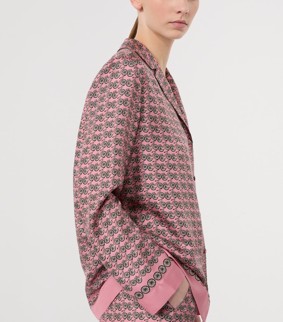 Max Mara Womens Silk Printed Shirt Pink Image 5