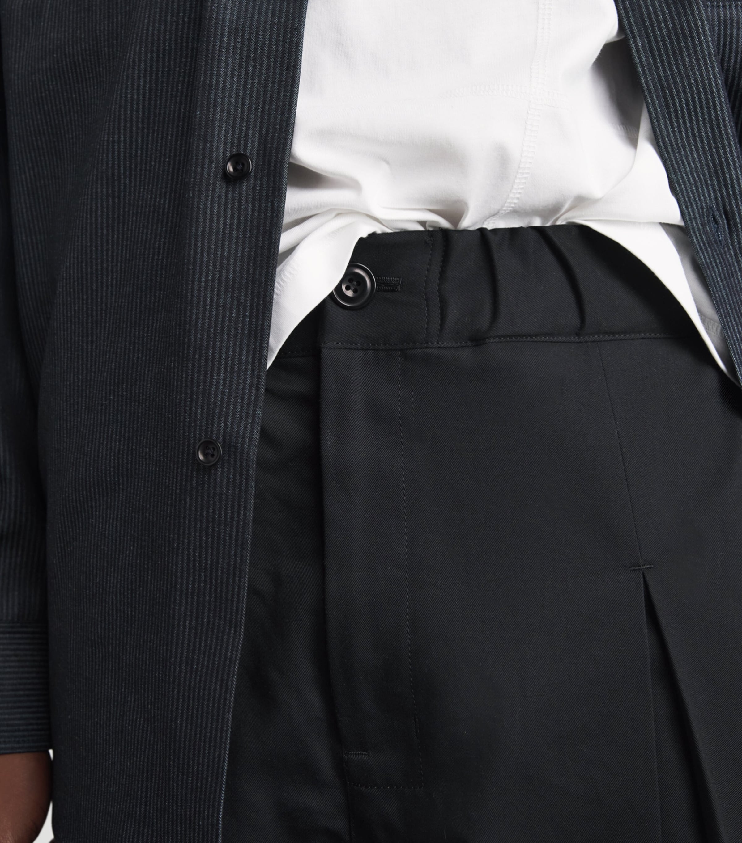 Sage Nation Mens Box-Pleat Wide-Leg Trousers Black Image 3