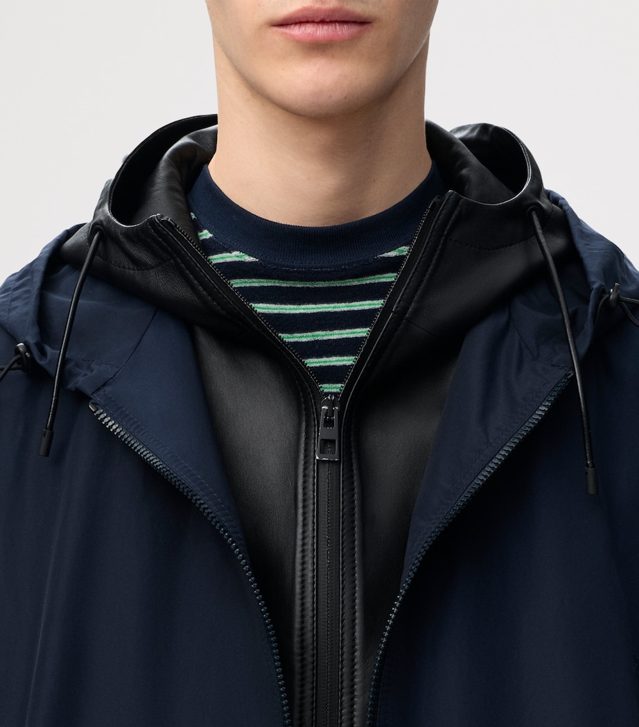LOEWE Mens Layered-Neck Hooded Jacket Navy/black Image 5