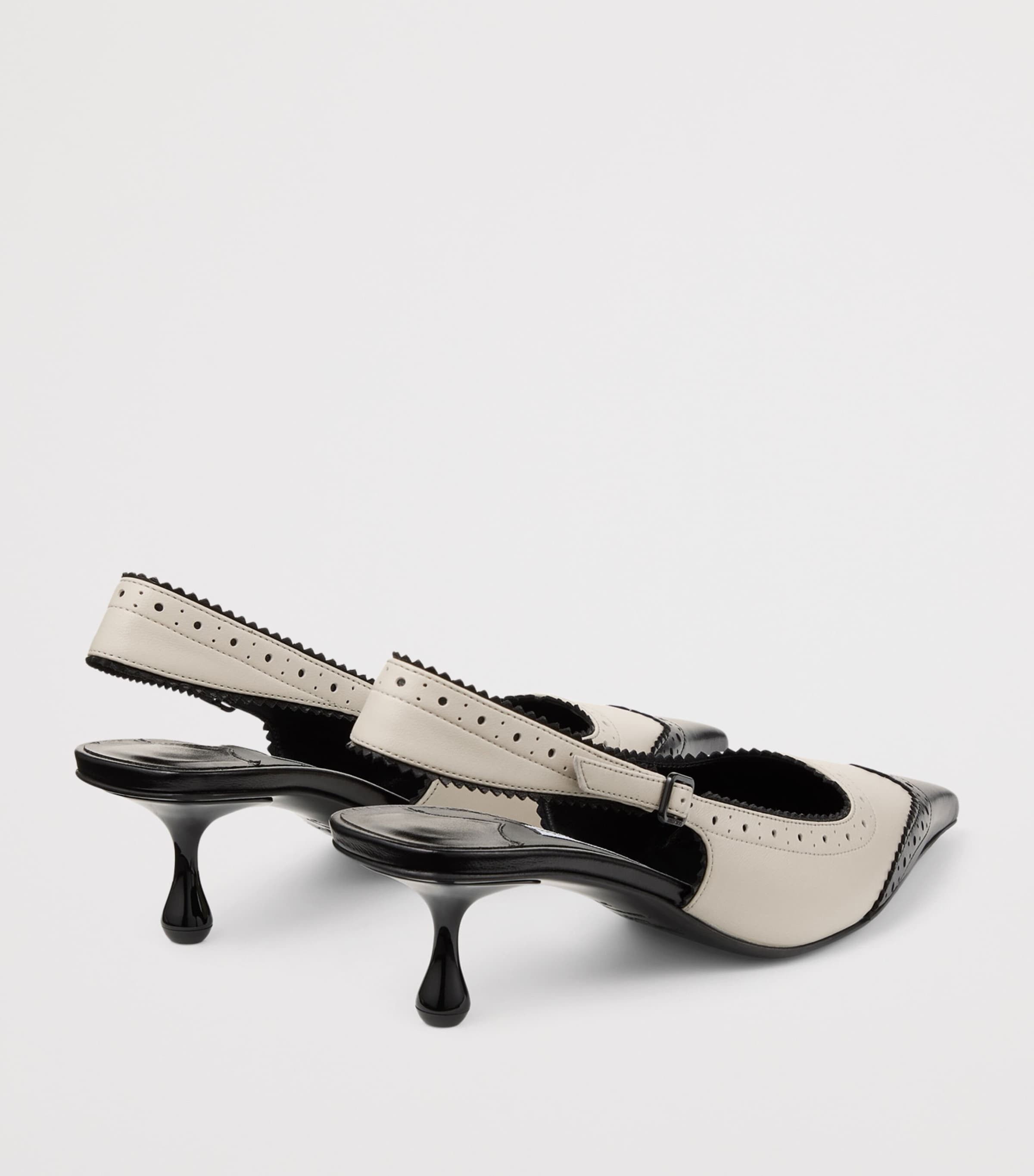 Jimmy Choo Amel 50 Leather Slingback Pumps Black/bone Image 3