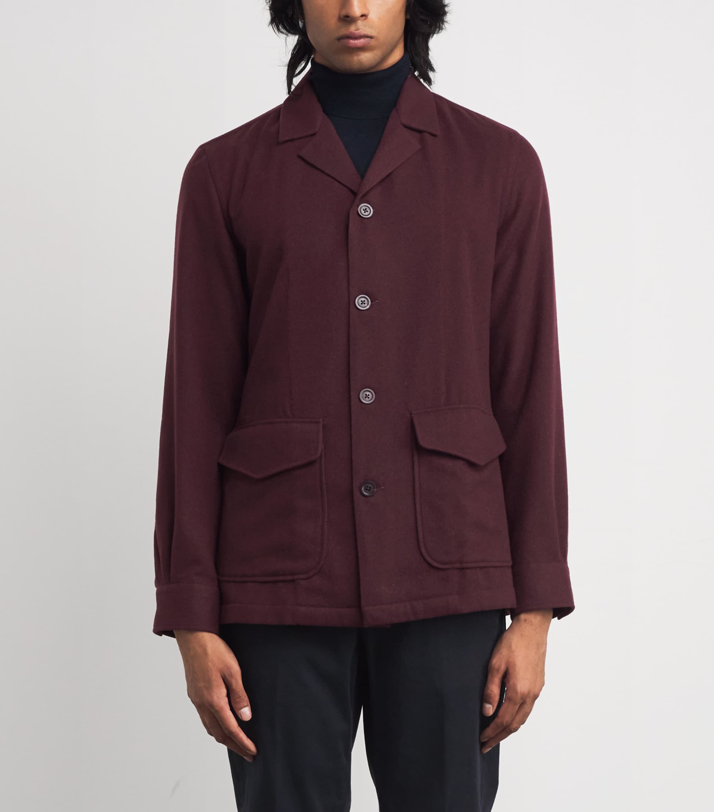 Notched-Collar Jacket DARK BURGUNDY Image 3