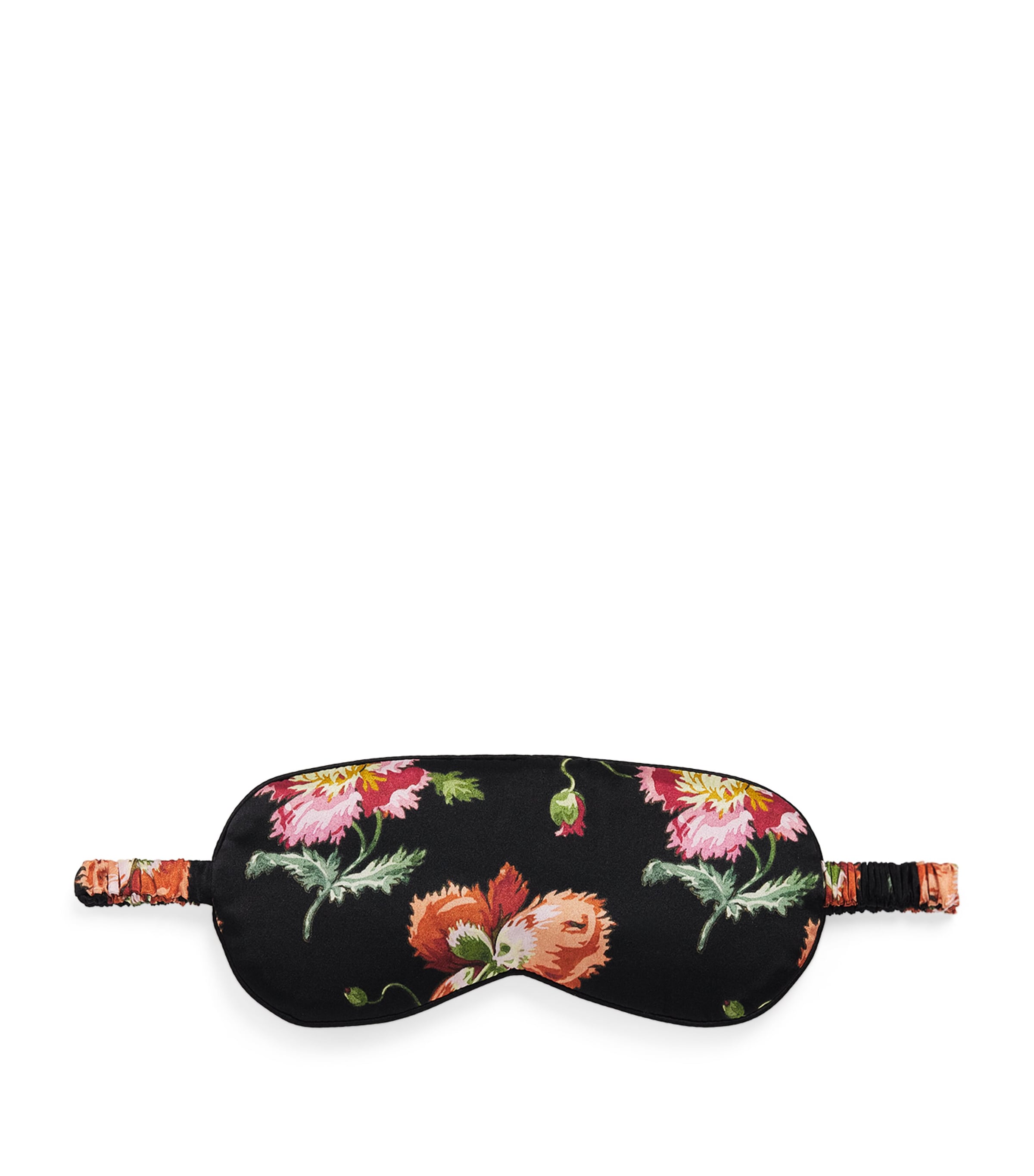 Harrods Silk Floral Print Sleep Mask In Black