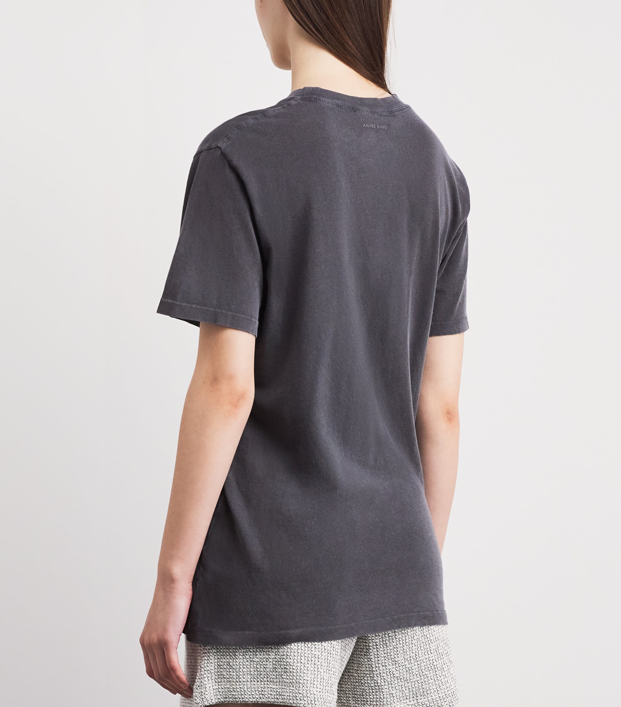 ANINE BING Womens Cotton Lili Graphic T-Shirt Washed Black Image 5