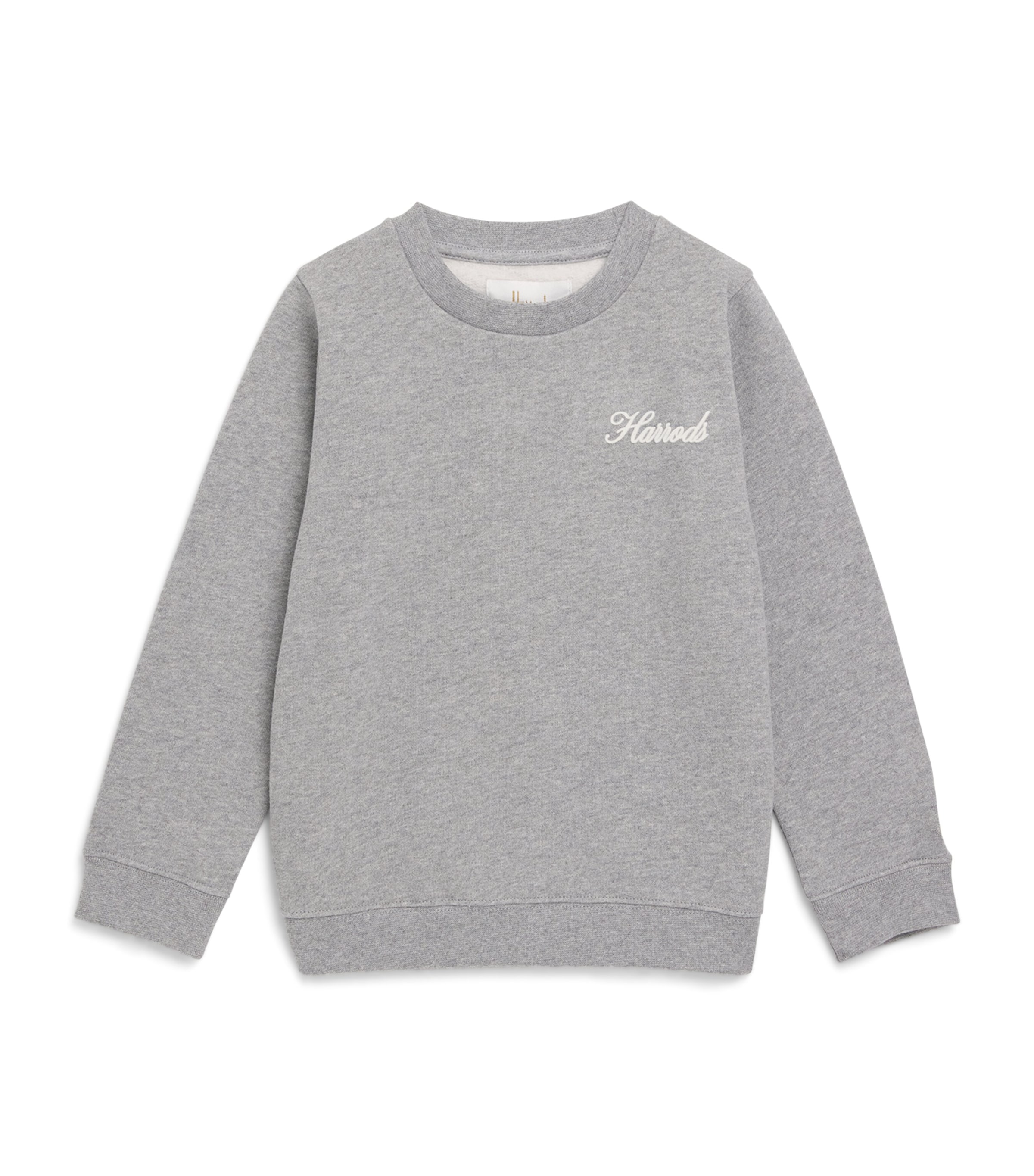 Harrods Cotton Jersey Flocked Logo Sweatshirt (2-8 Years) Grey Image 1
