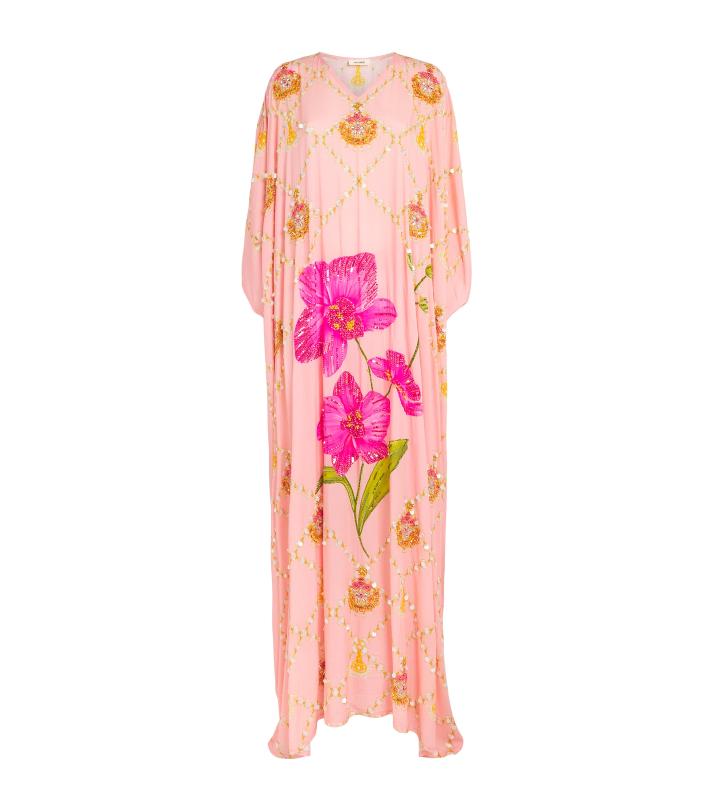 Verandah Womens Embellished Orchard Kaftan Maxi Dress Orchid,jhmka & Pearl Image 1