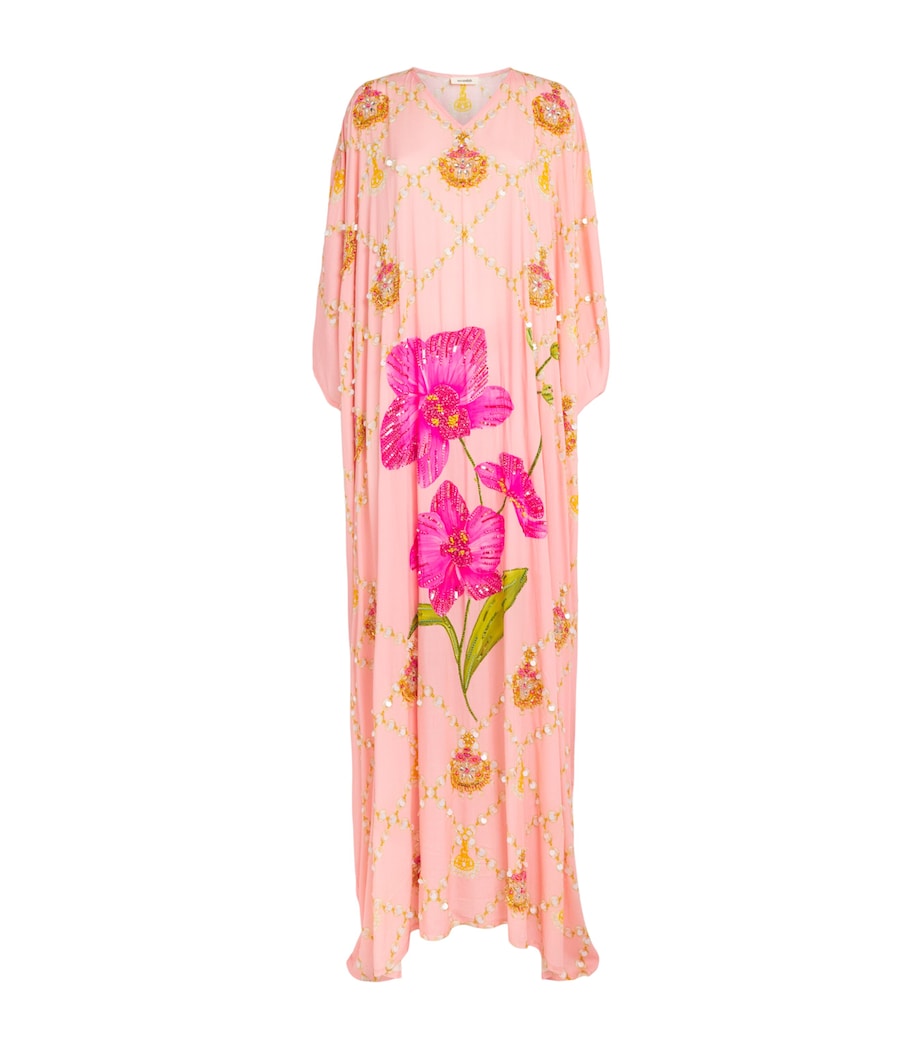 Verandah Womens Embellished Orchard Kaftan Maxi Dress Orchid,jhmka & Pearl Image 1