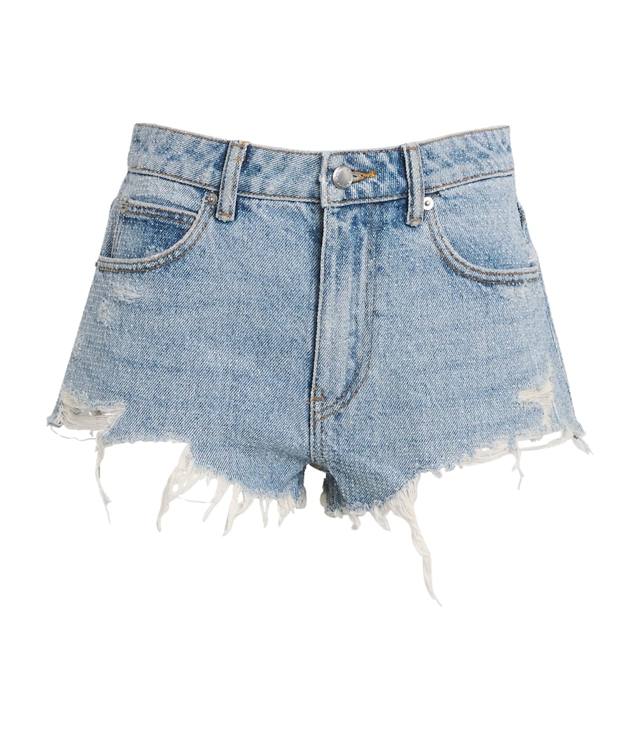 Alexander Wang Womens Denim Hotfix Distressed Shorts Powder Blue Image 1