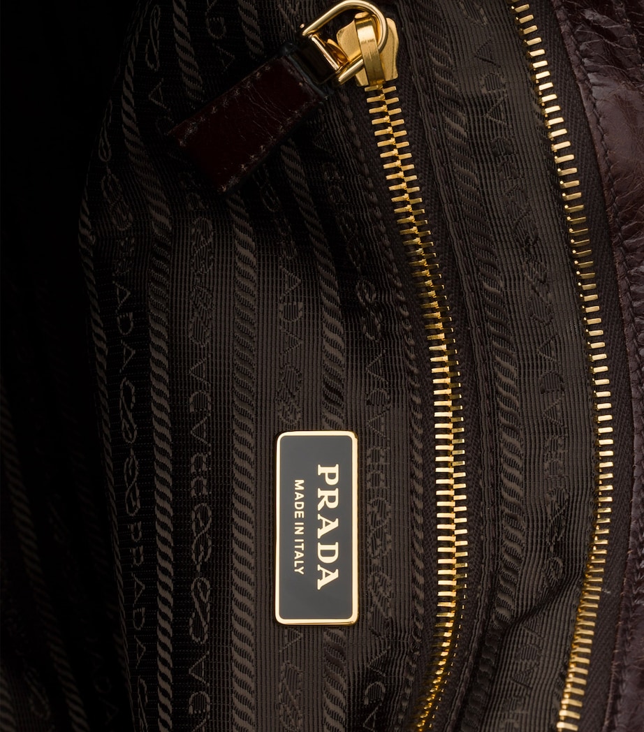 Prada Extra Large Leather Bonnie Shoulder Bag Brown Image 4