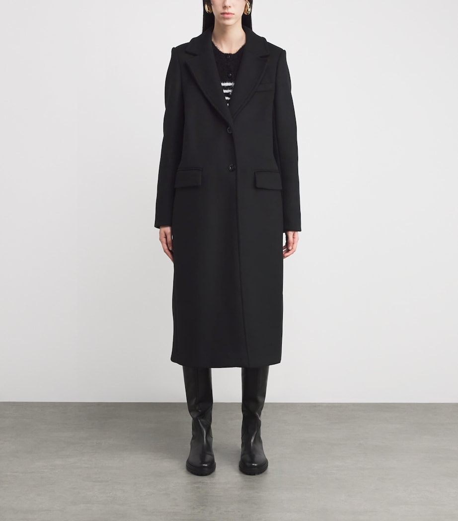 Wool-Blend Longline Coat BLACK Image 3