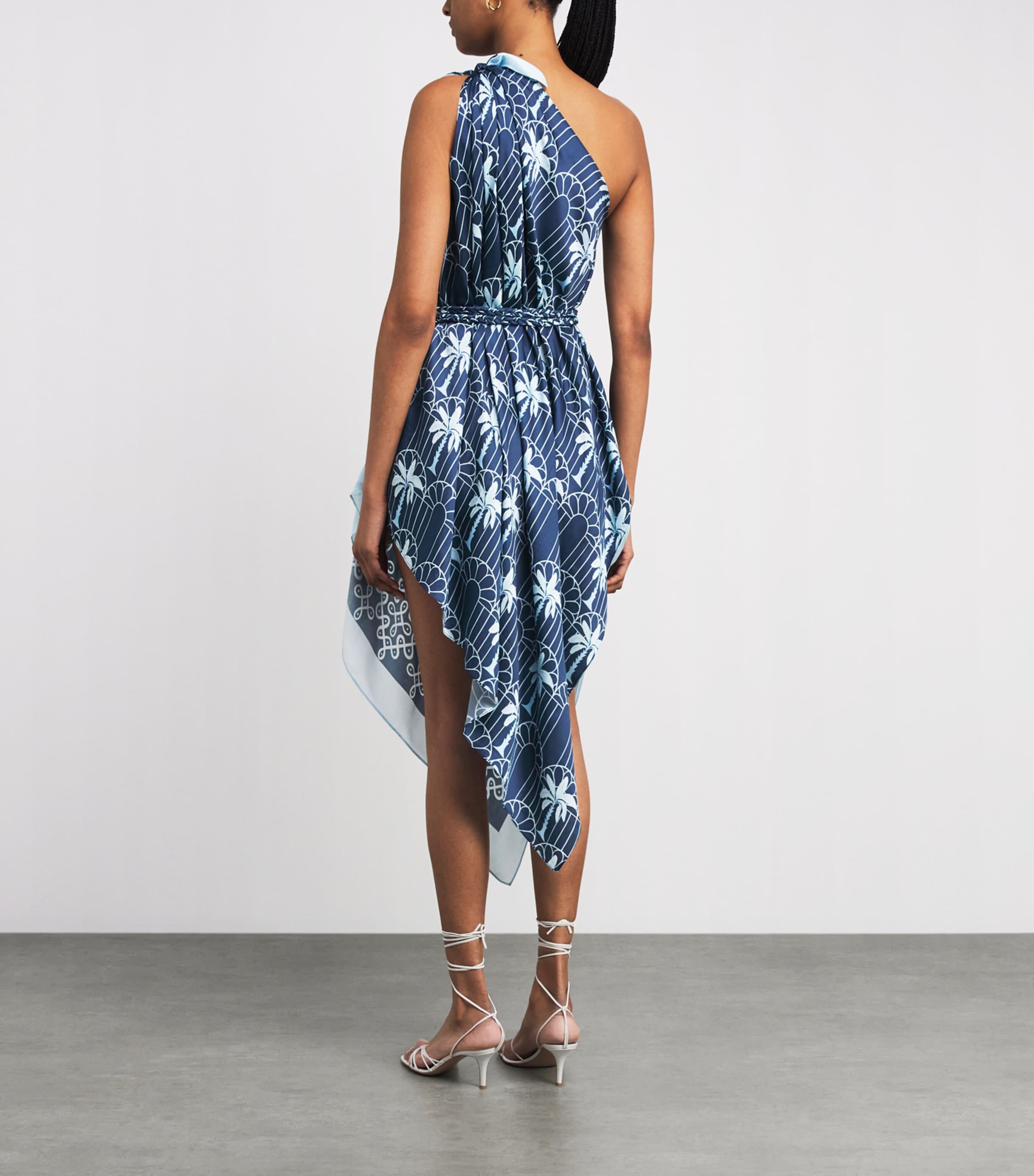 Verandah Womens Multiway-Scarf Midi Dress Navy Mono Heron Image 4