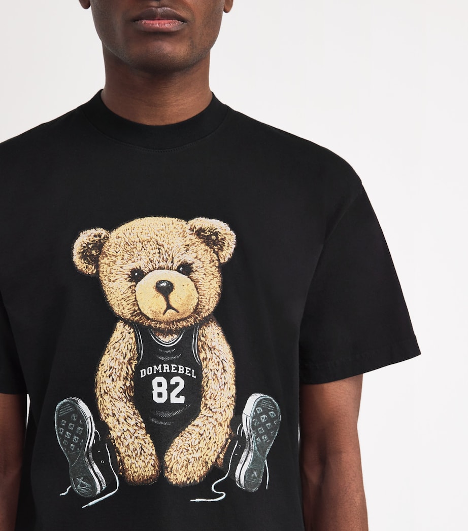 DOMREBEL Mens Cotton Teddy Print Play T-Shirt Black Image 6