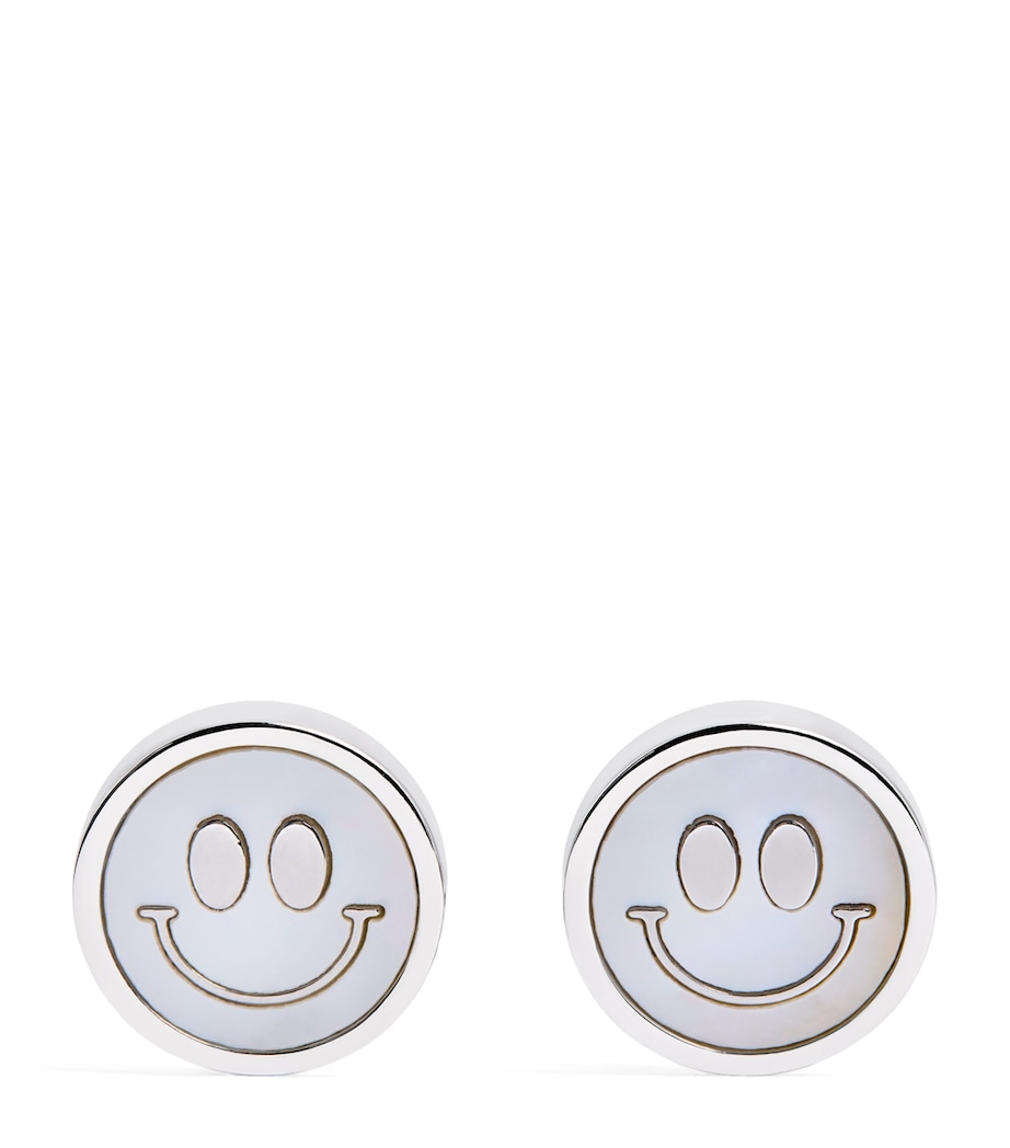 Babette Wasserman Rhodium-Plated Smiley Face Cufflinks Silver Image 1