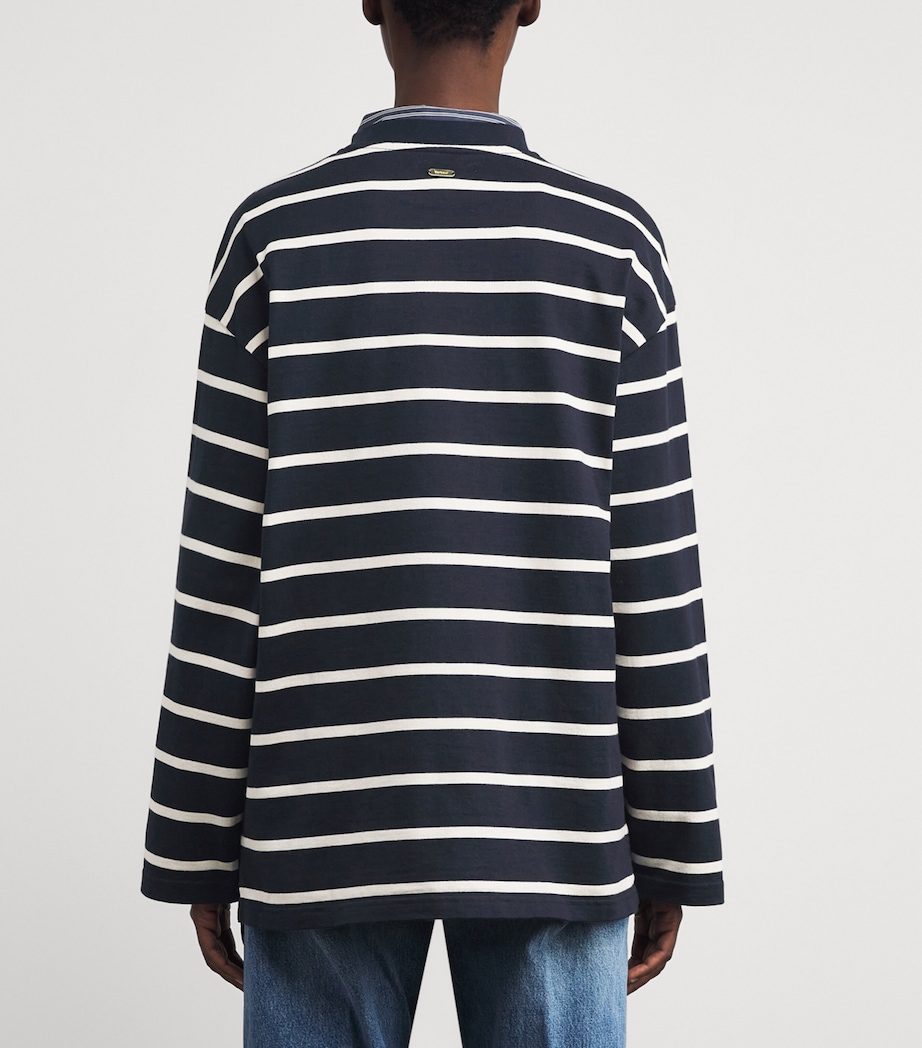 Cotton Logo Sweatshirt DARK NAVY/ECRU STRPE Image 4