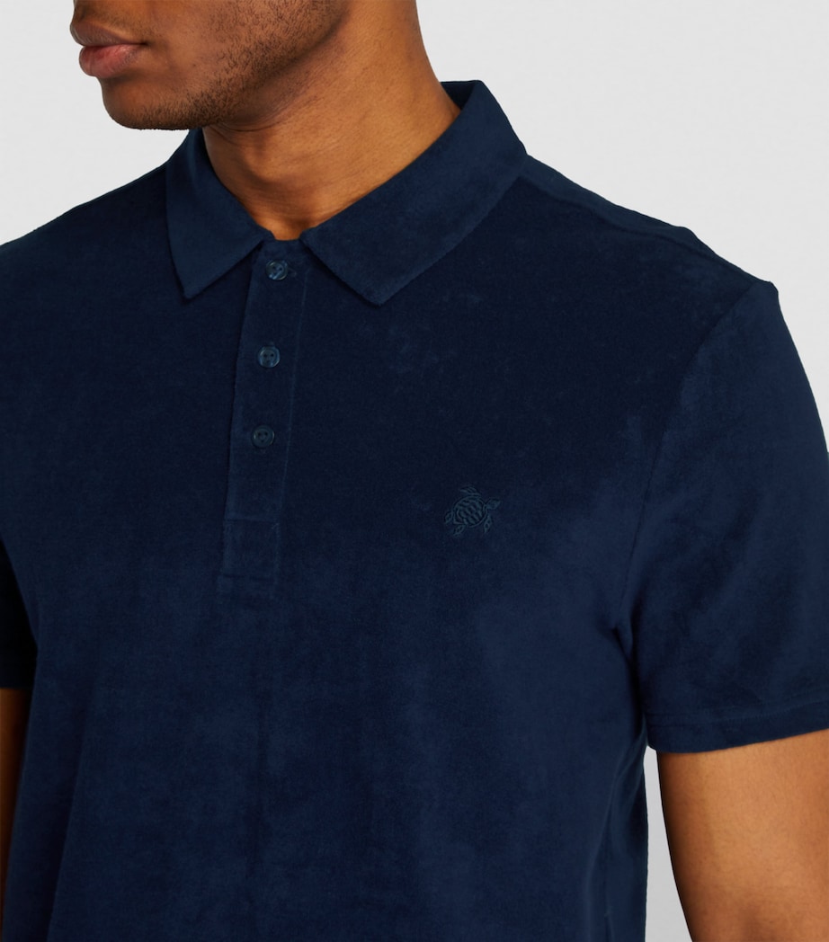 Towelling Polo Shirt 390 BLUE MARINE Image 6