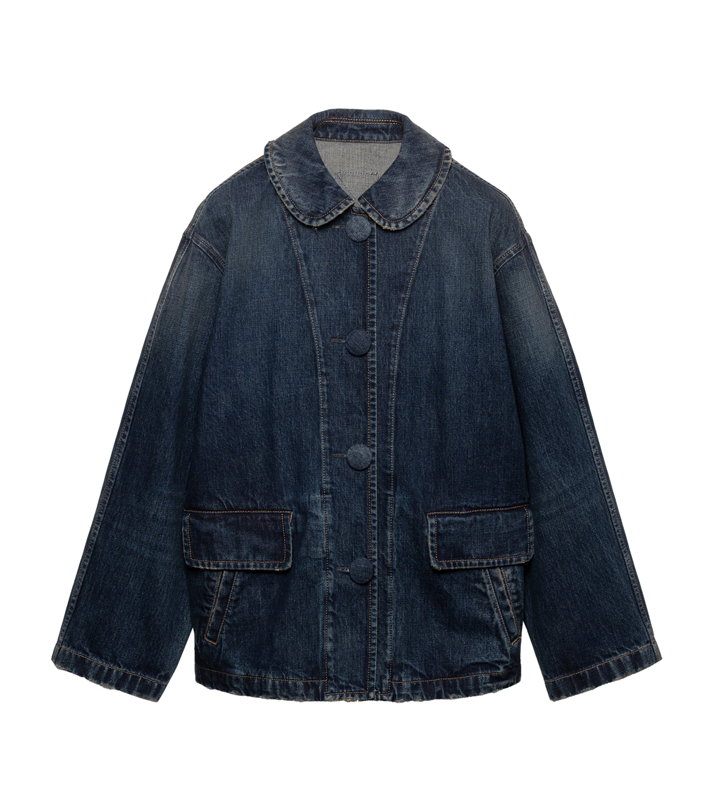 Washed Blouson Denim Jacket F0008 Image 1