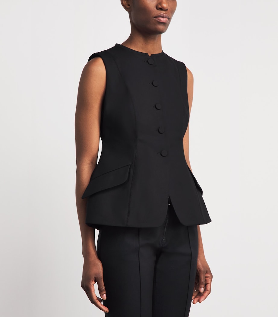 Sandro Paris Womens Cotton-Blend Peplum Waistcoat Black Image 4