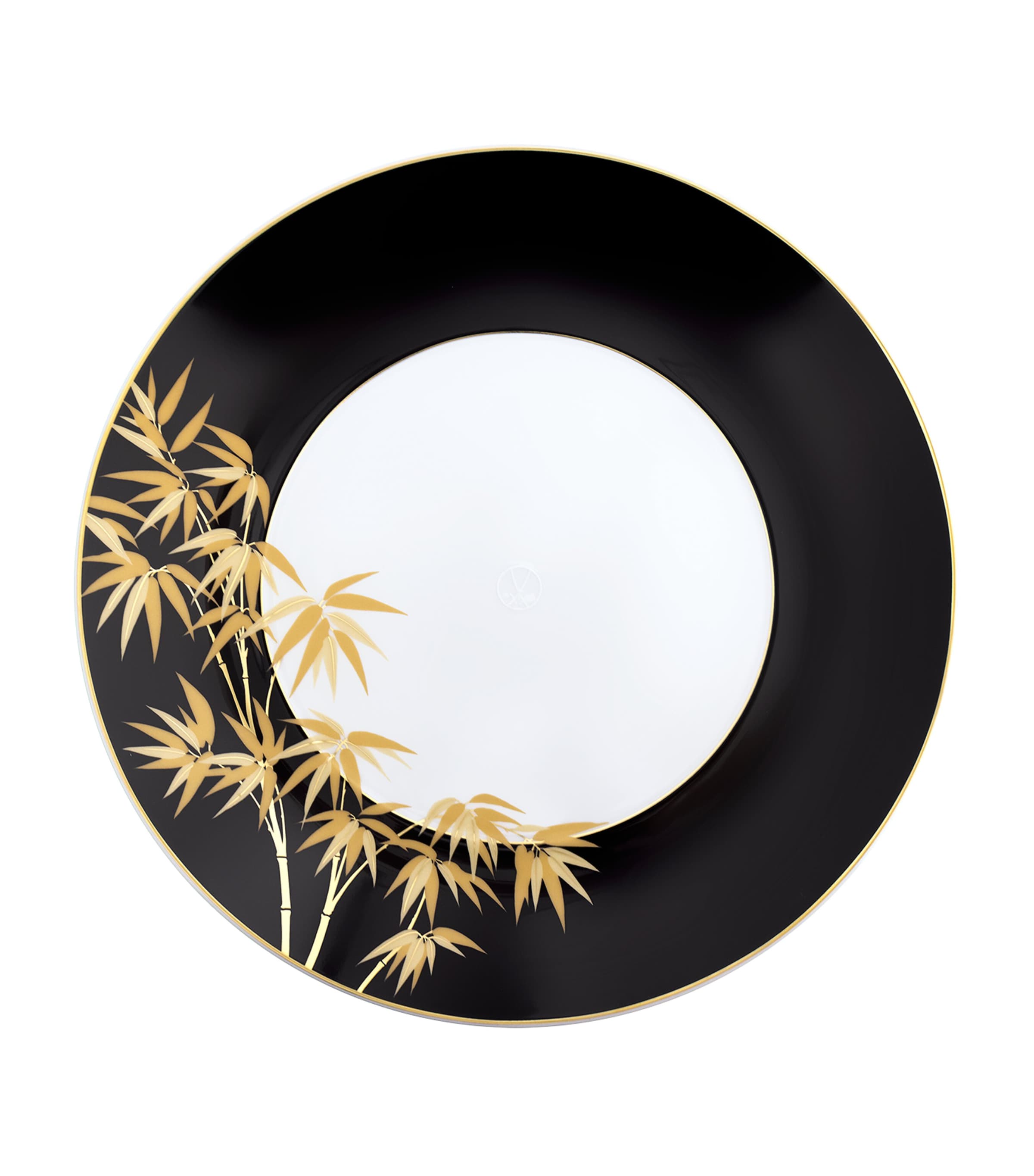 Large Porcelain Golden Bamboo Dinner Plate (30cm) NO COLOUR Image 1