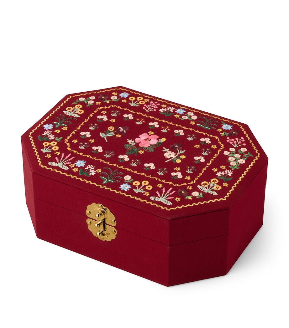 Embroidered Gemma Jewellery Box RED Image 1