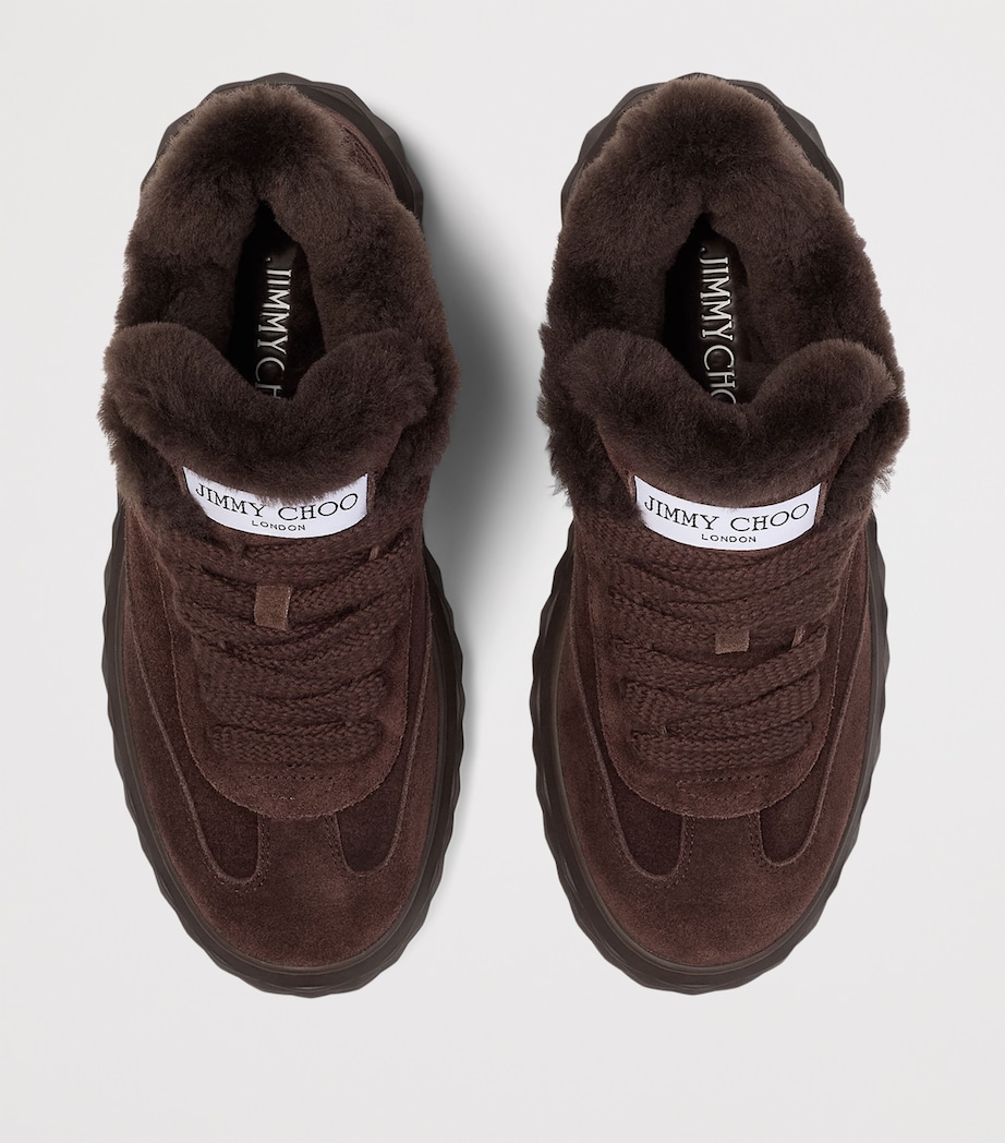 Diamond Maxi Retro Suede-Shearling Sneakers V CHOCOLATE/CHOCOLAT Image 3