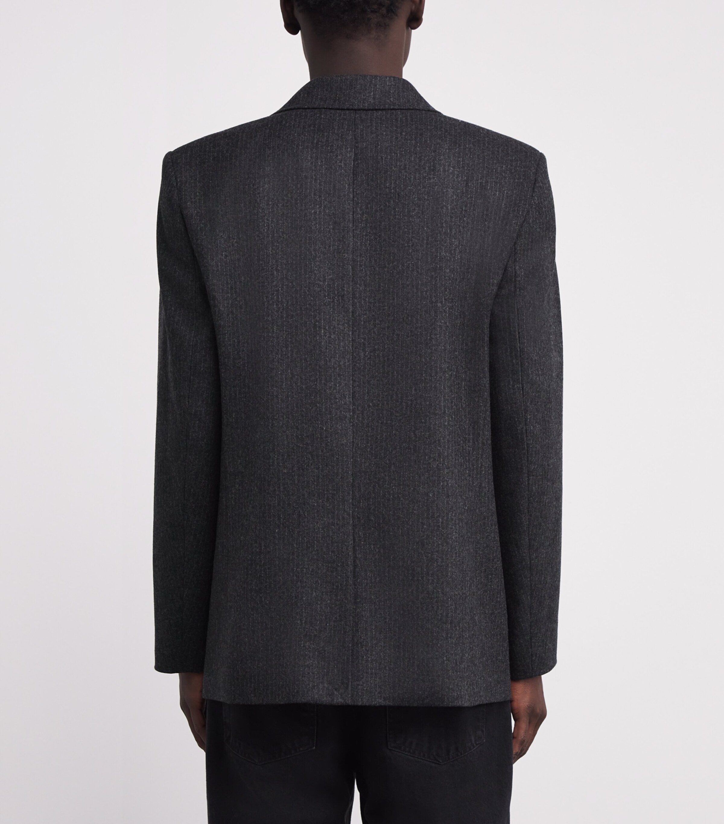 Wool-Blend Pinstripe Blazer DKGR Image 4