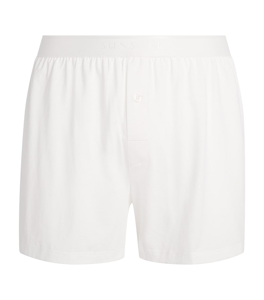 Sunspel Mens Superfine Cotton Boxer Shorts Whaa White Image 1