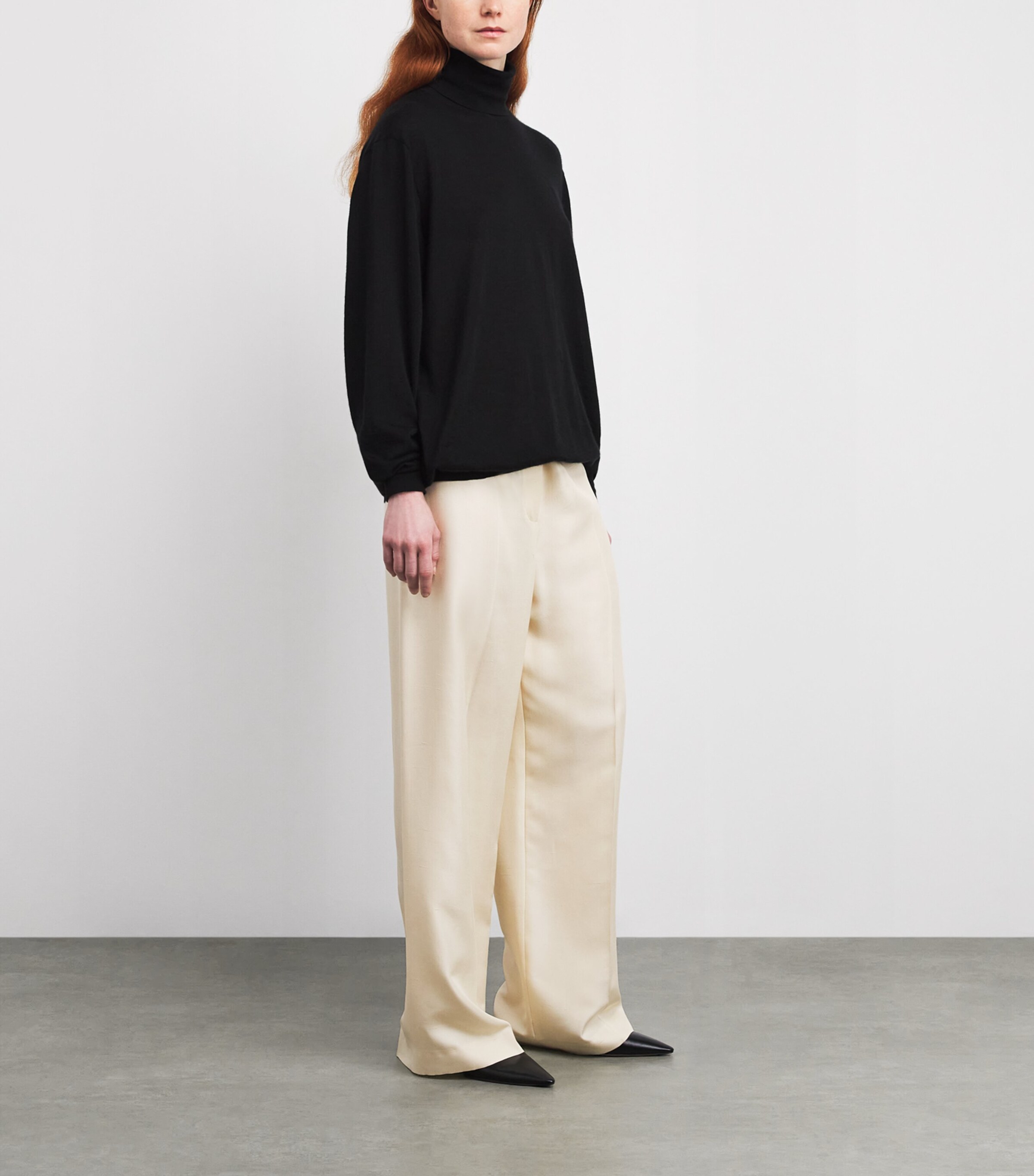 The Row Womens Beta Silk Trousers Vanilla Image 2