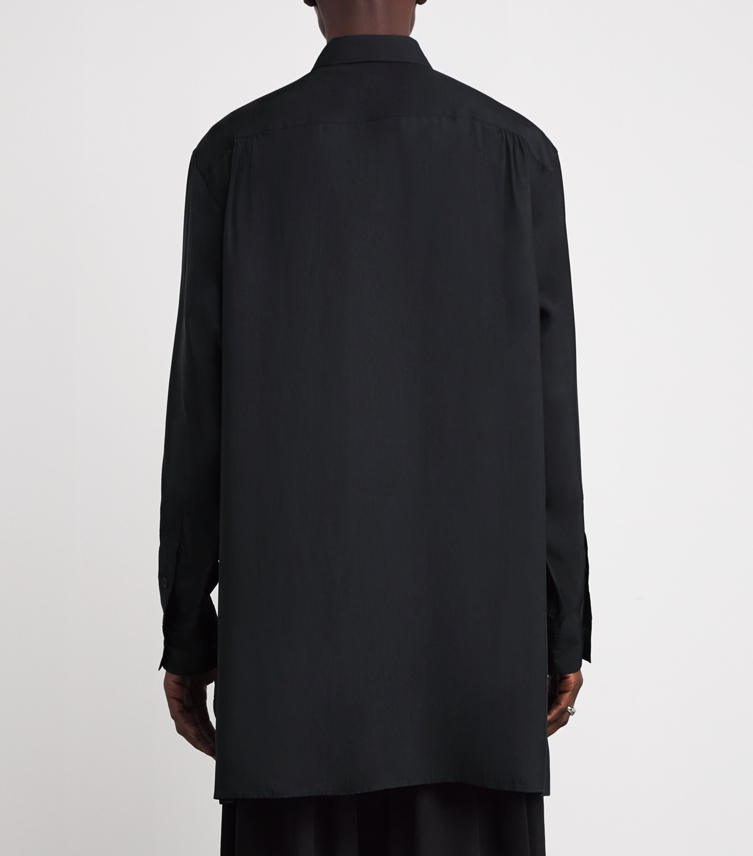 Yohji Yamamoto Taffeta 2-Collar Big Standard Shirt Black Image 4