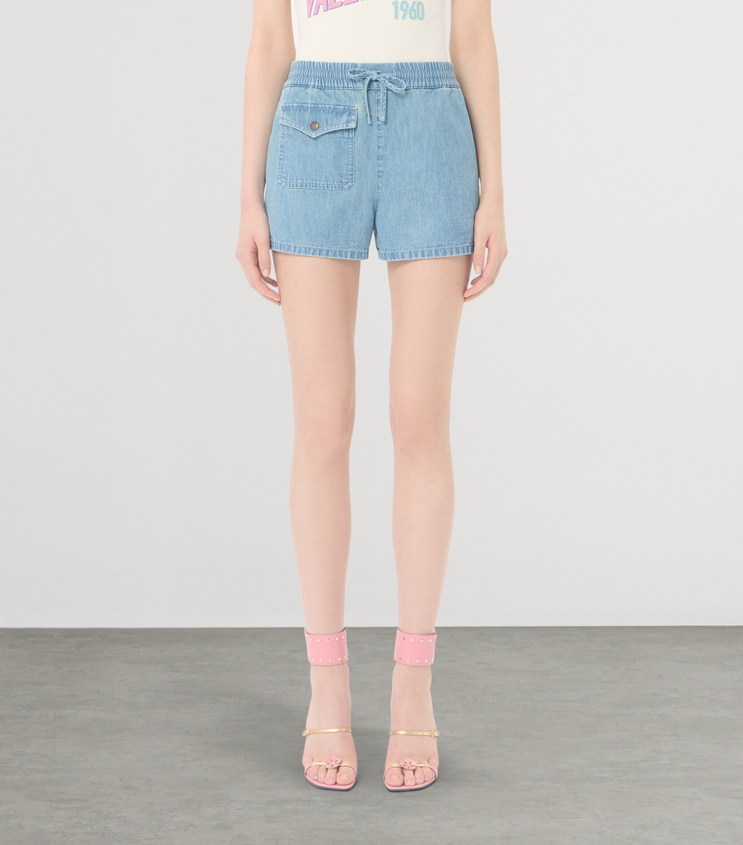 Valentino Womens Drawstring Denim Shorts Flx Image 3