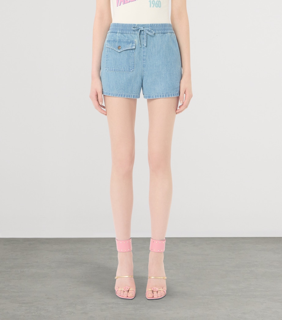 Valentino Womens Drawstring Denim Shorts Flx Image 3