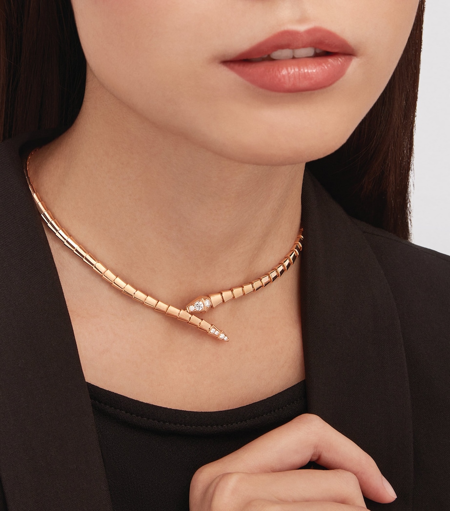 Rose Gold and Diamond Serpenti Viper Necklace PINK GOLD Image 2