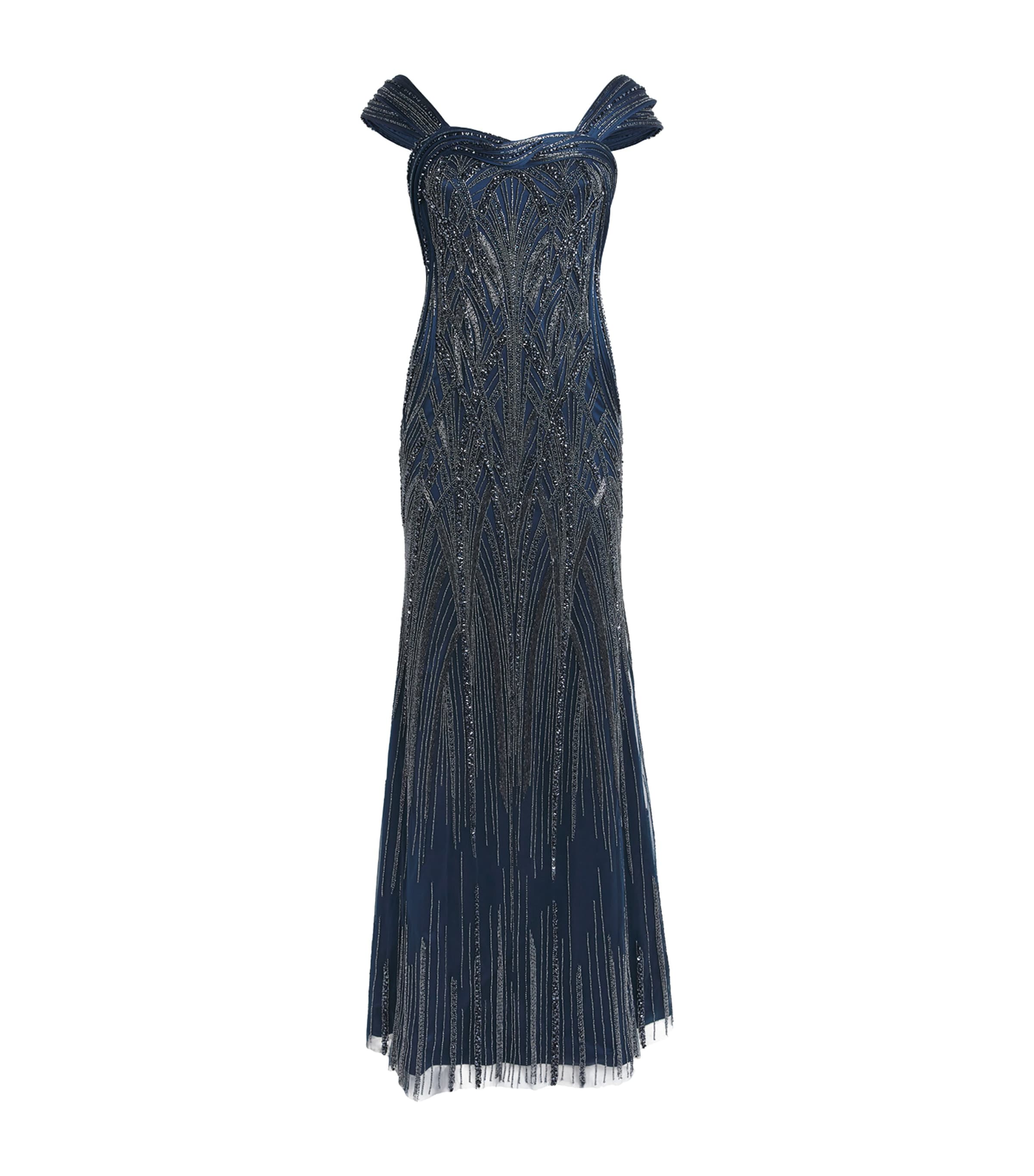 Gaurav Gupta Embellished Orbit Sculpt Gown In Blue