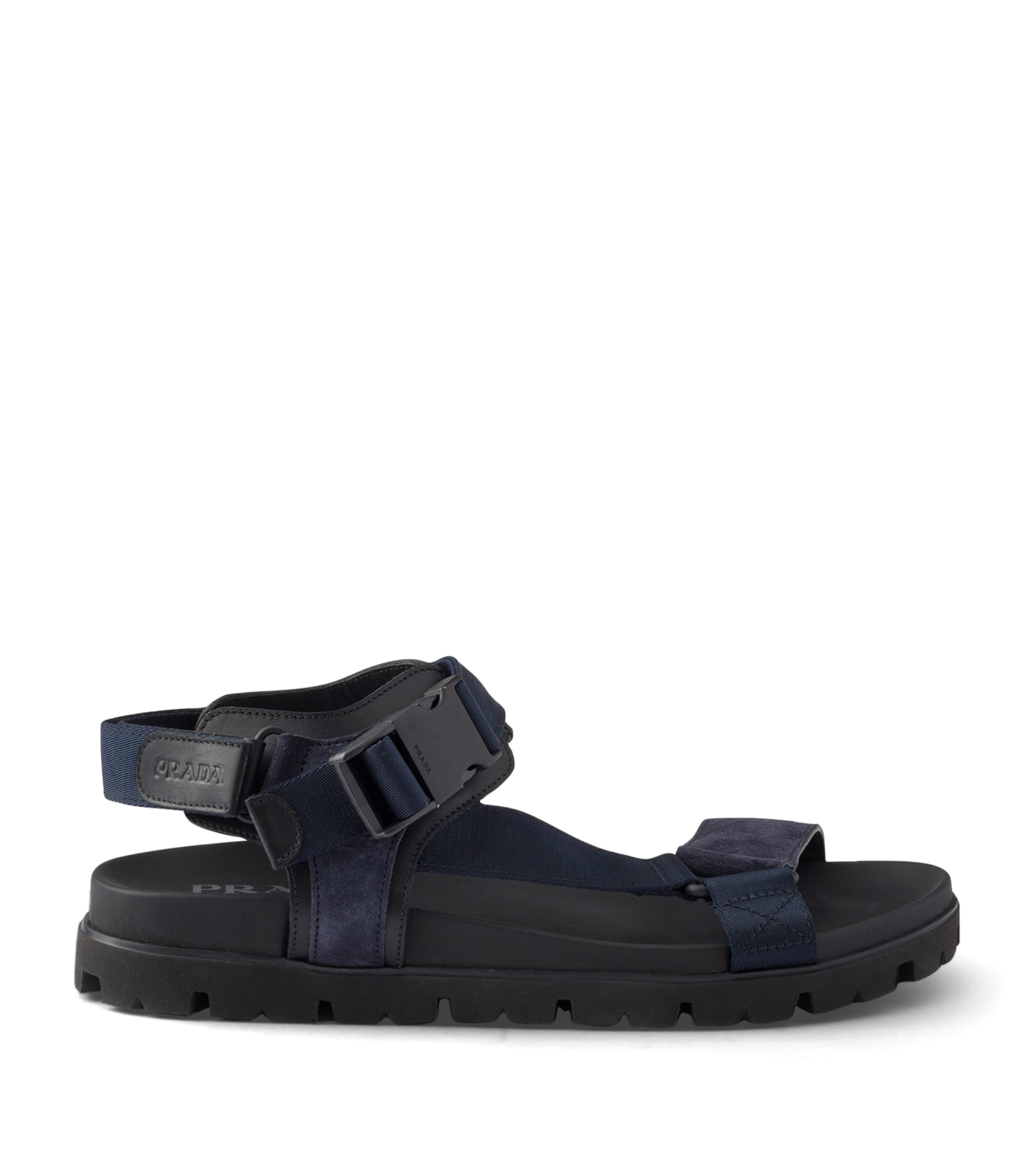 Prada Suede and Woven Tape Sandals Blue Image 1