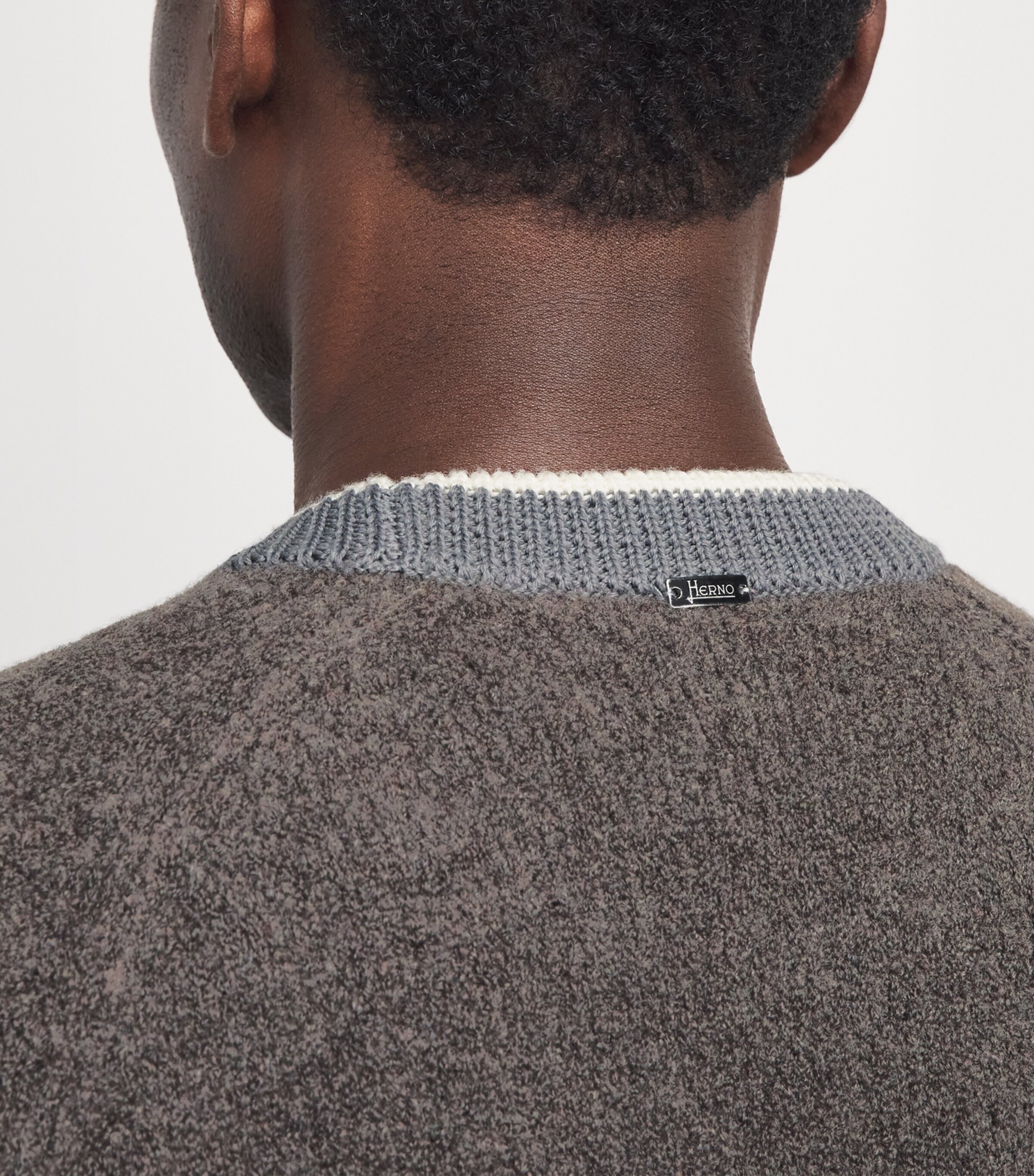 Herno Mens Wool-Blend Crew-Neck Sweater Tortora Image 3