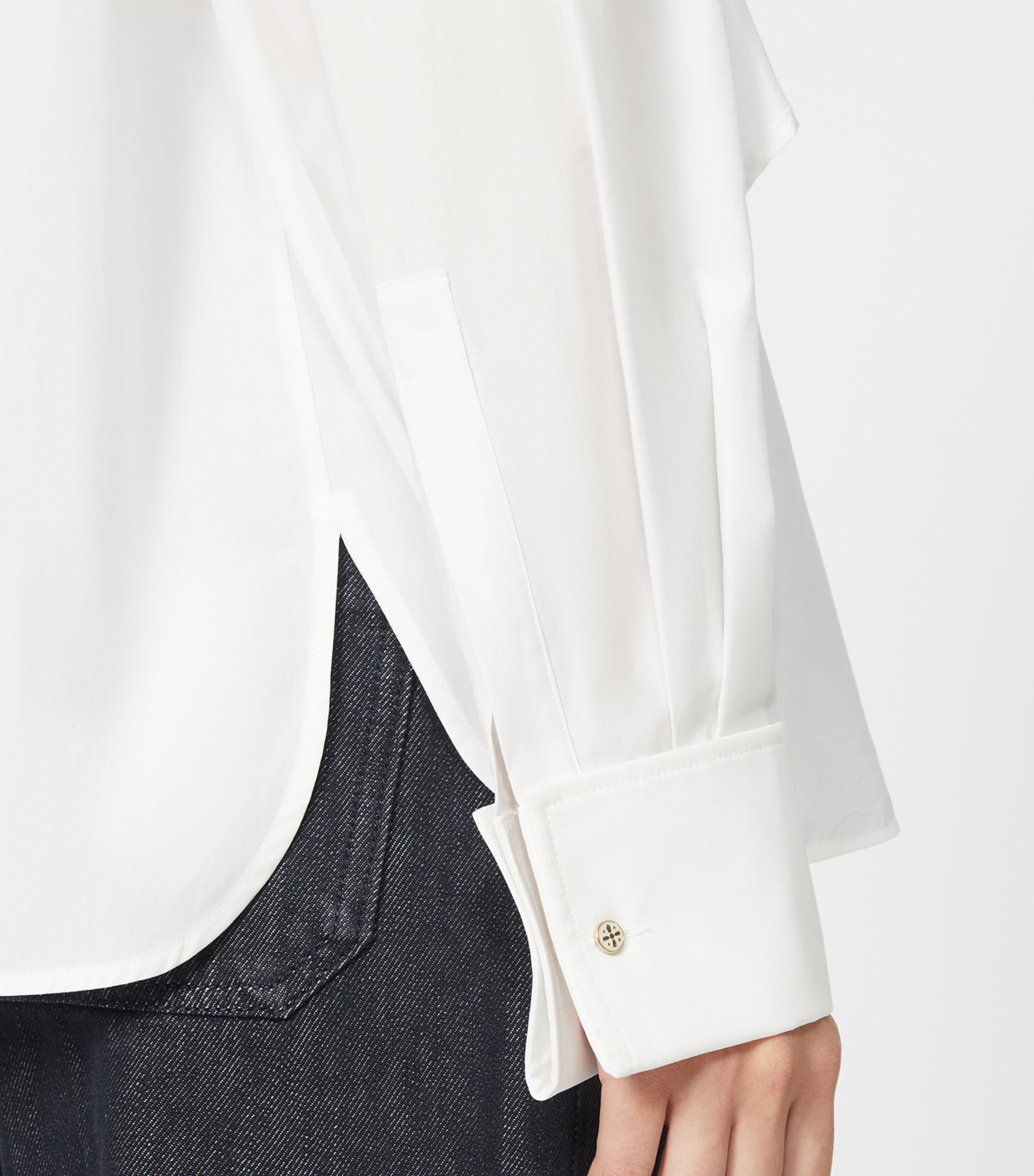 Cotton Asymmetrical Bow Blouse OPTICAL WHITE Image 6