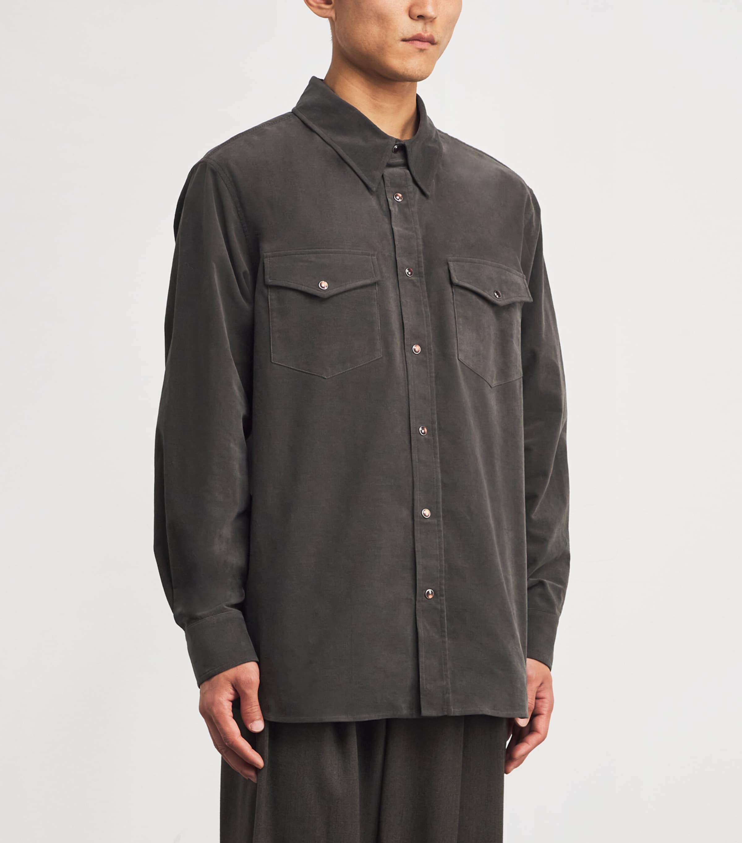 System Mens Cotton-Blend Corduroy Shirt Dark Khaki Dk Image 3