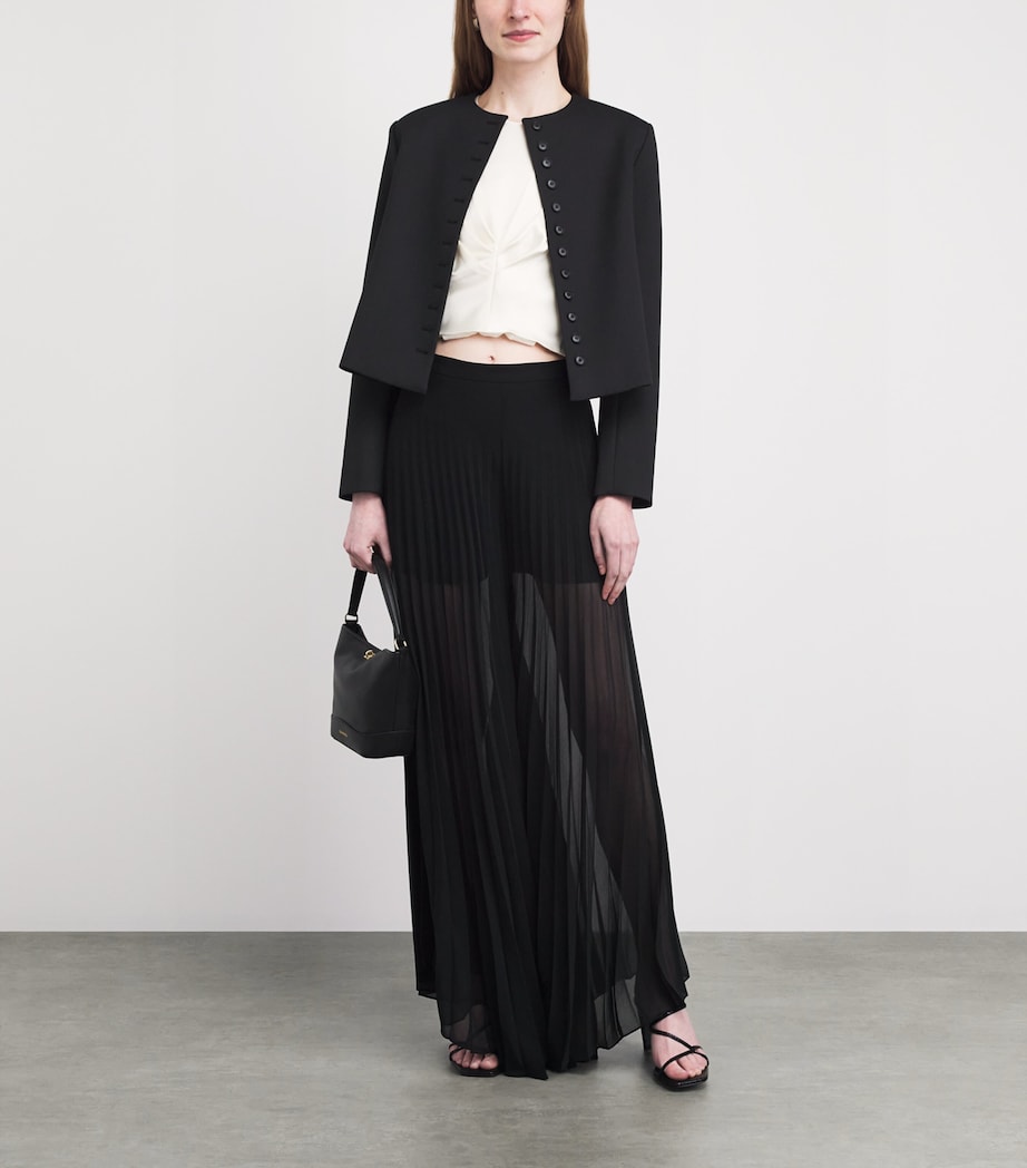 Sandro Paris Womens Organza Pleated Trousers Black Image 2
