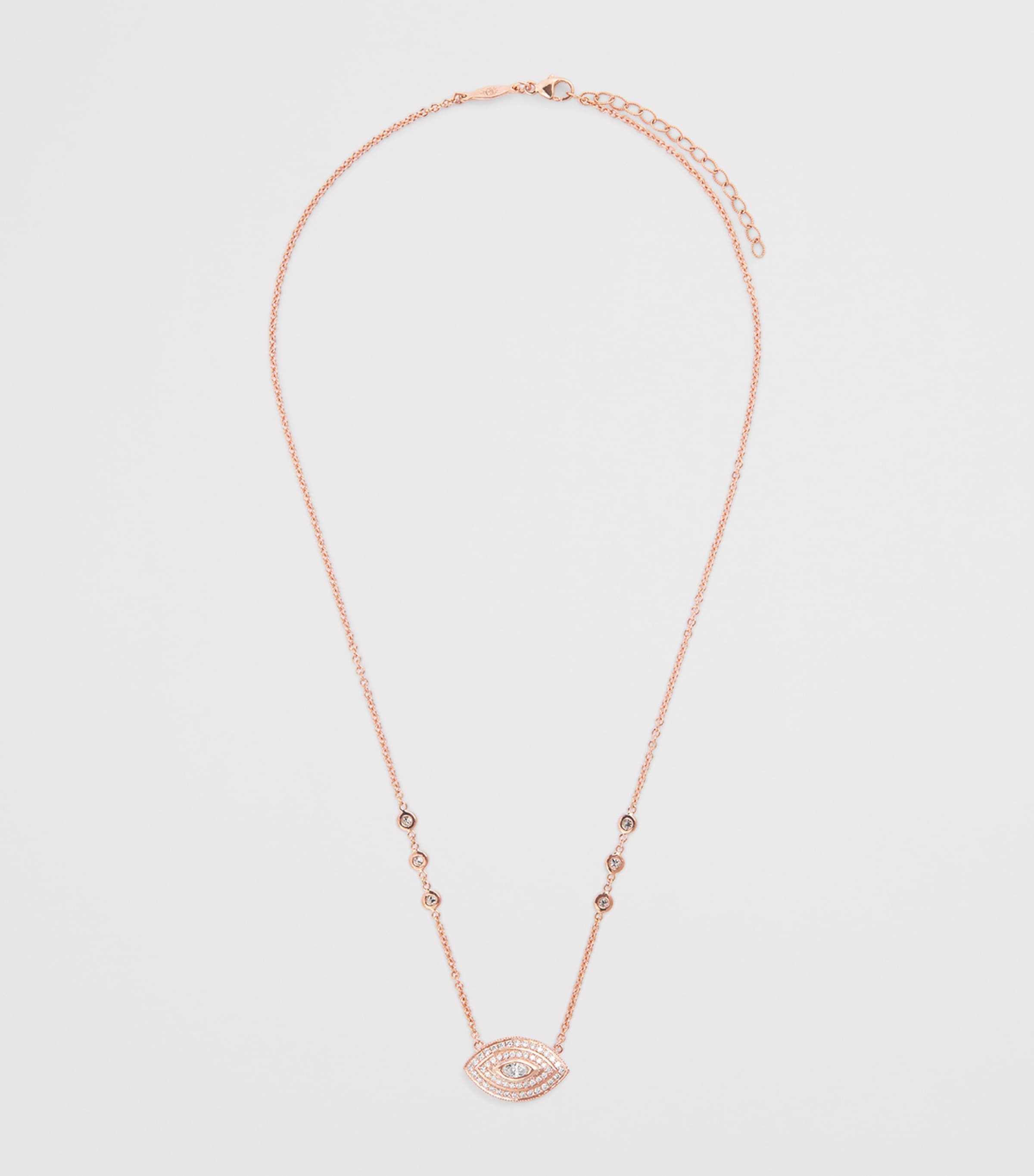 Rose Gold and Diamond Evil Eye Necklace ROSE GOLD Image 3