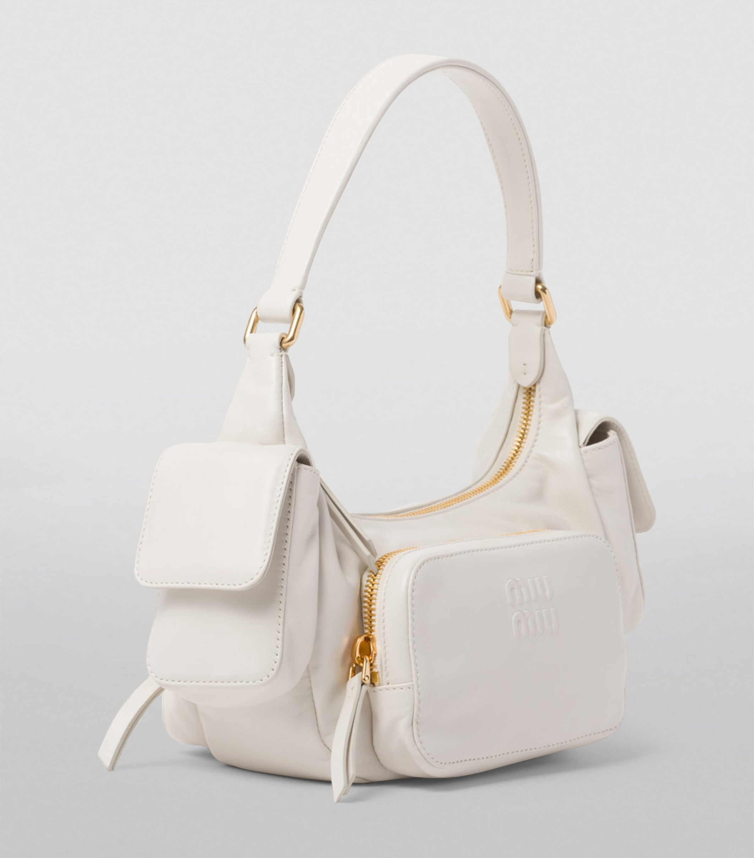Miu Miu White Leather Pocket Shoulder Bag | Harrods UK