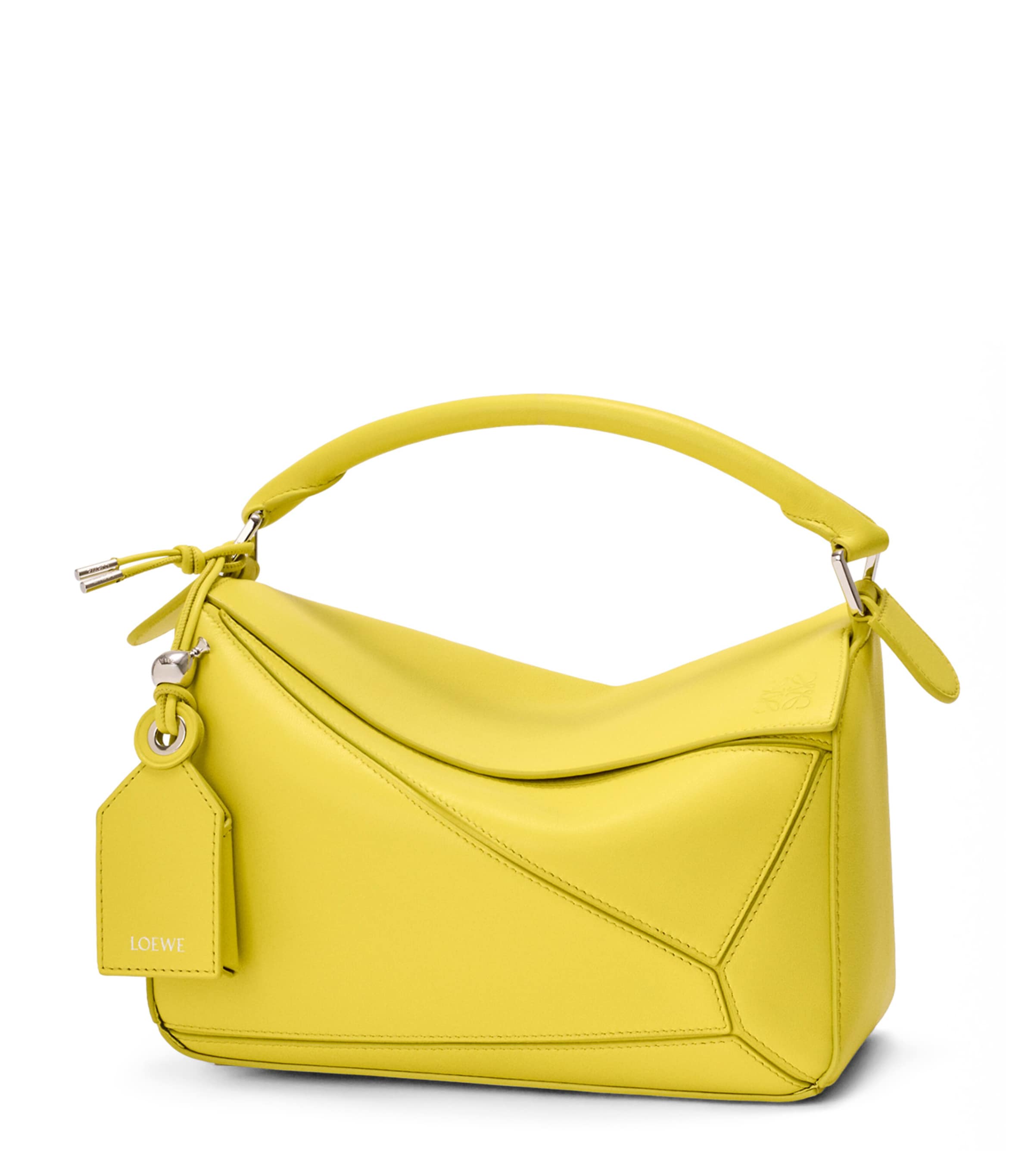 LOEWE Small Leather Featherlight Puzzle Top-Handle Bag Lemon Image 1