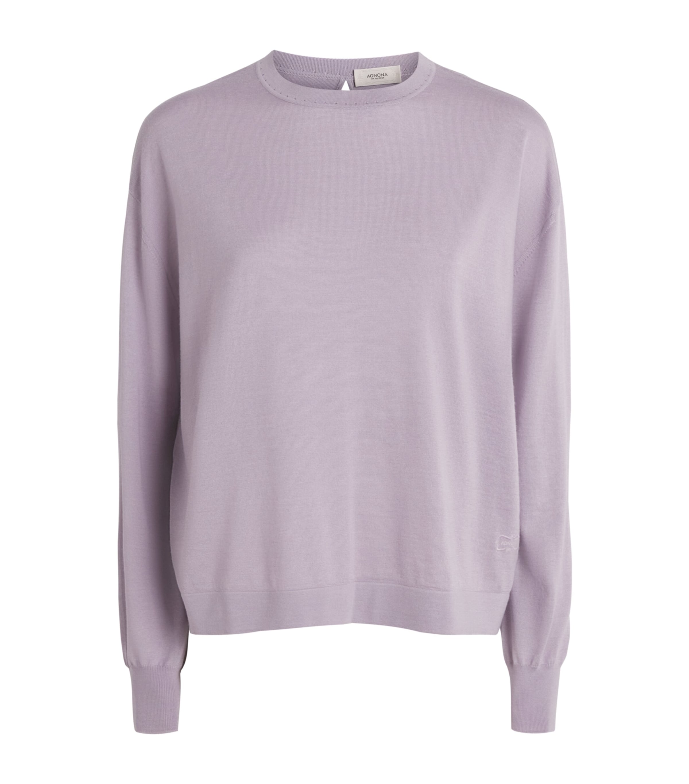 Agnona Womens Wool-Silk-Cashmere Crew-Neck Sweater Lilac Mauve Image 1