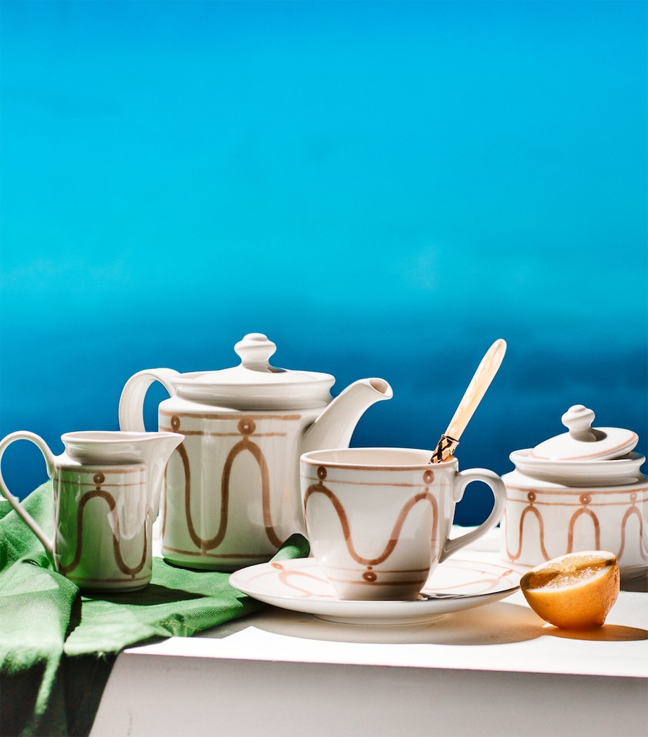 Porcelain Serenity Cup and Saucer BEIGE ON WHITE Image 3
