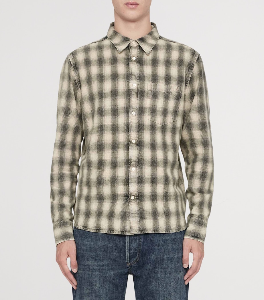 AllSaints Mens Bower Check Shirt Cloud Grey Image 3