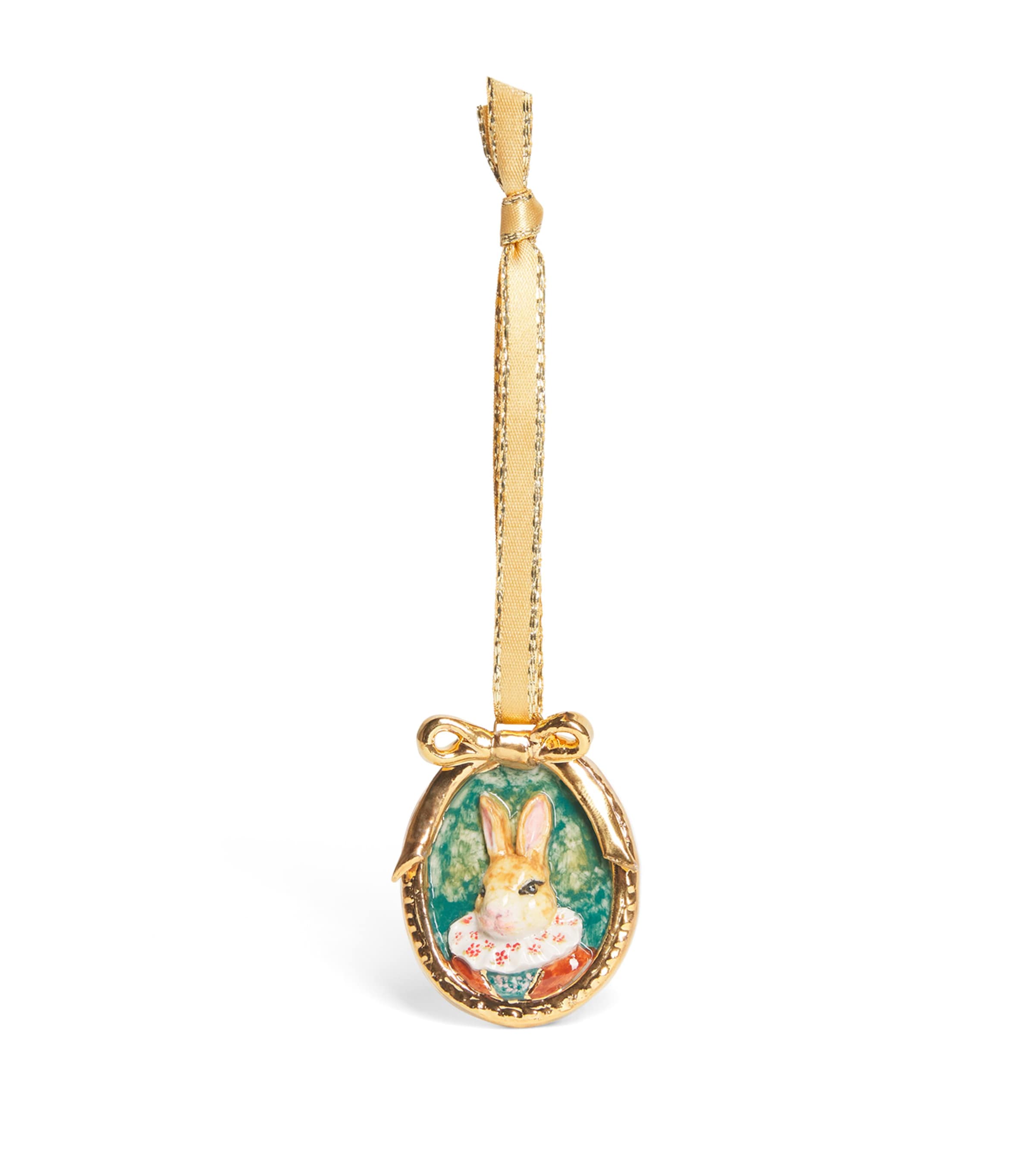 Hop Skip & Flutter Rabbit in Frame Tree Decoration Gold Green Image 1