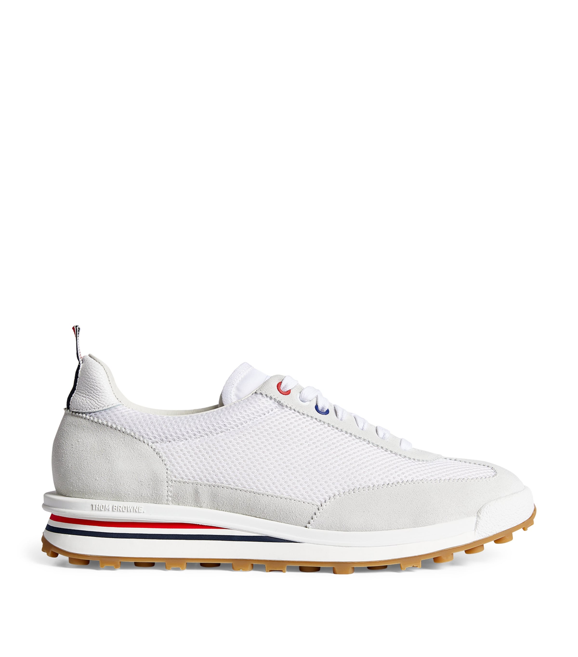 Shop Thom Browne Suede-trim Technical Tricolour Sneakers In White