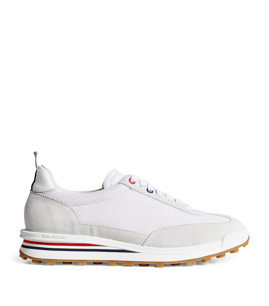 Suede-Trim Technical Tricolour Sneakers WHITE Image 1