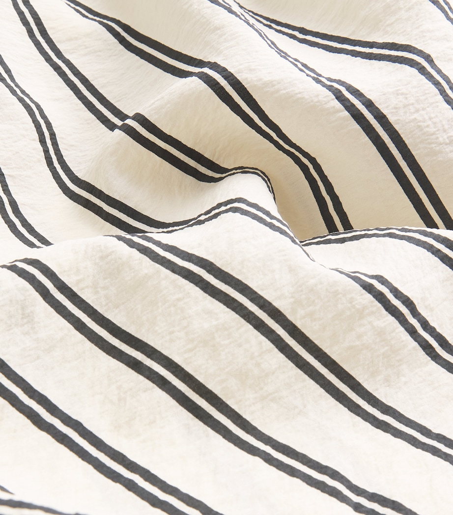 Silk-Blend Stripe Short-Sleeve Blouse 1932 WHITE/BLCK STRP Image 5