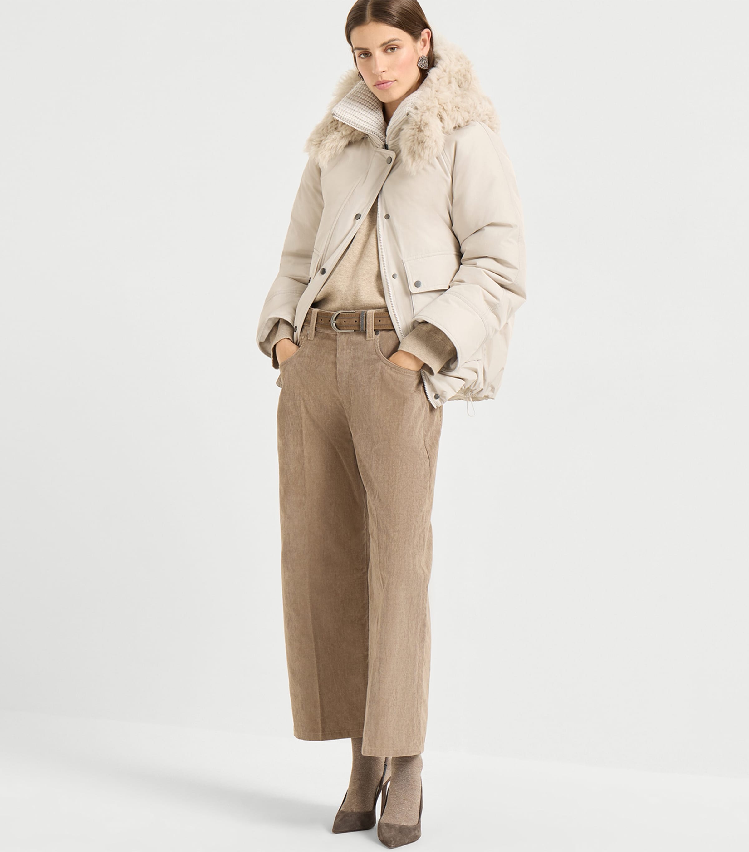 Shearling-Hood Down Parka C7958 Image 4